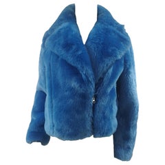 House of Muamua blue faux fur jacket