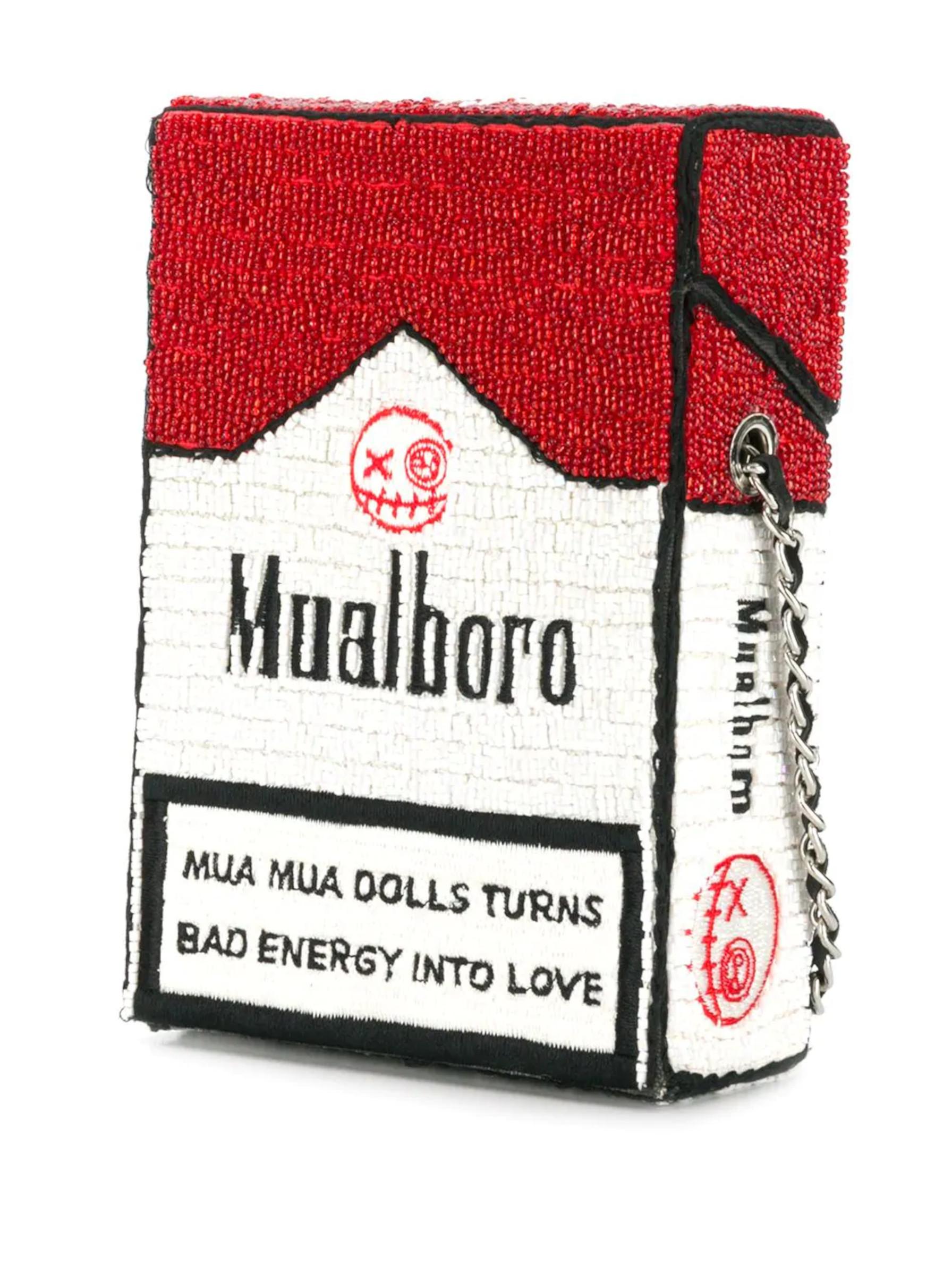 Gray House of Muamua hand beaded mualboro red Cigarette bag