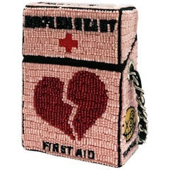 House of muamua handbeaded broken hearts first aid small cigarette bag