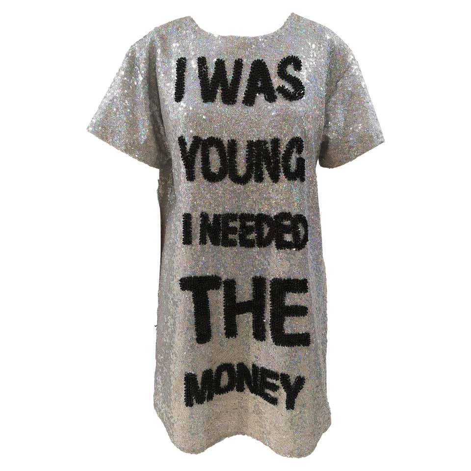 House of Muamua I was young I needed the money silver sequins dress For