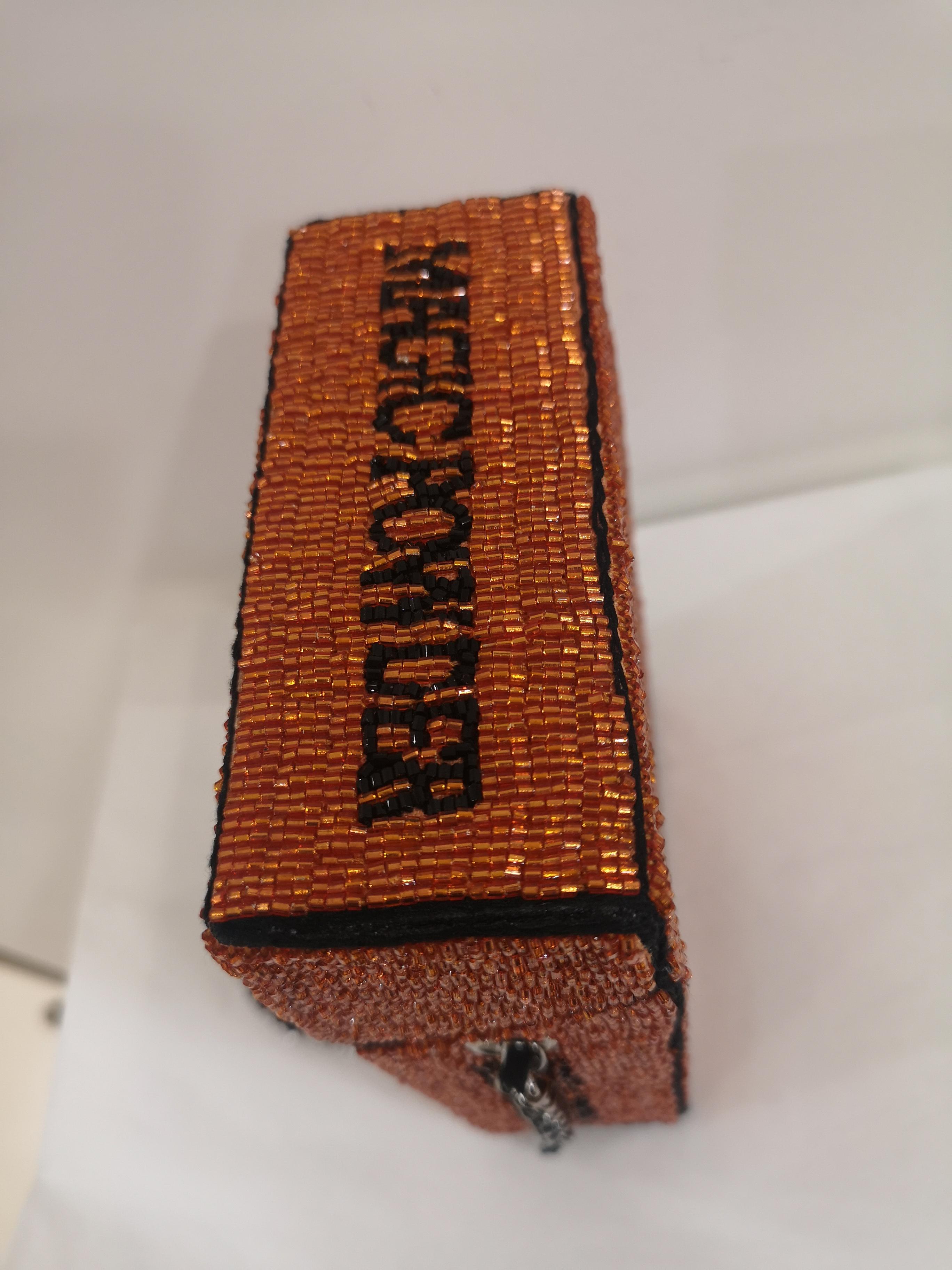 House of Muamua orange beads Clean hermess cigarette bag In New Condition In Capri, IT