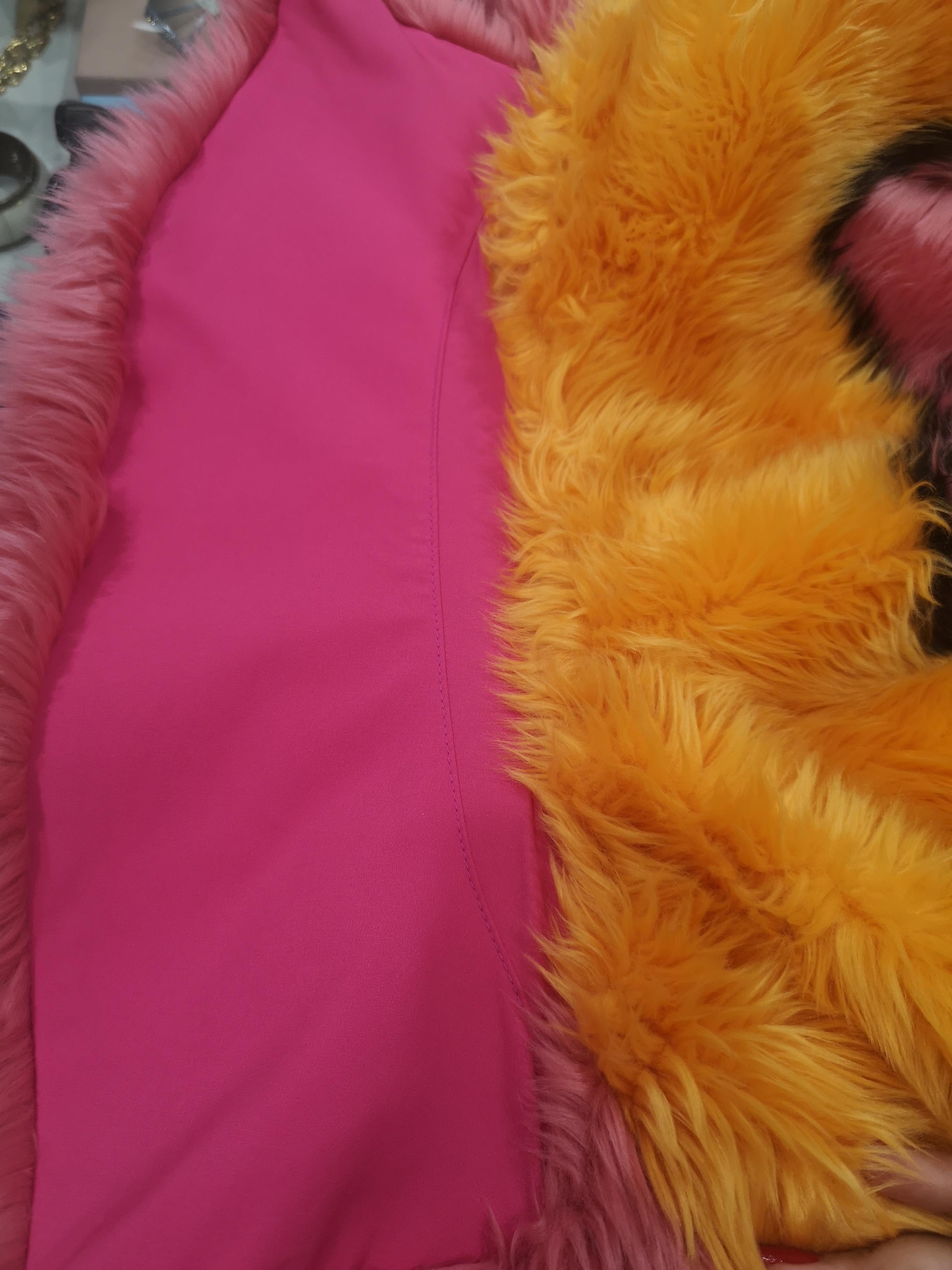 pink and orange fur coat