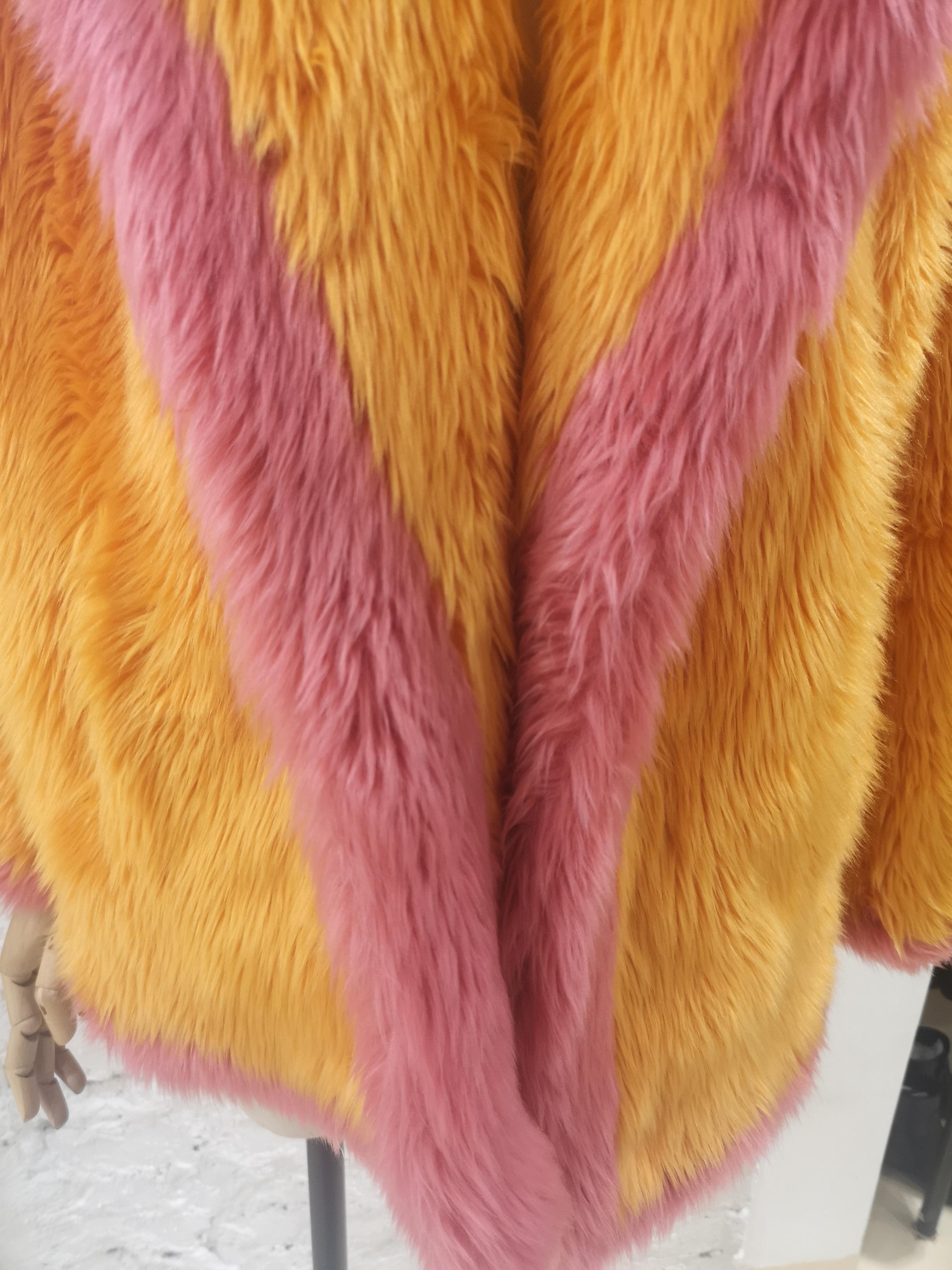Women's or Men's House of Muamua orange pink faux fur jacket NWOT