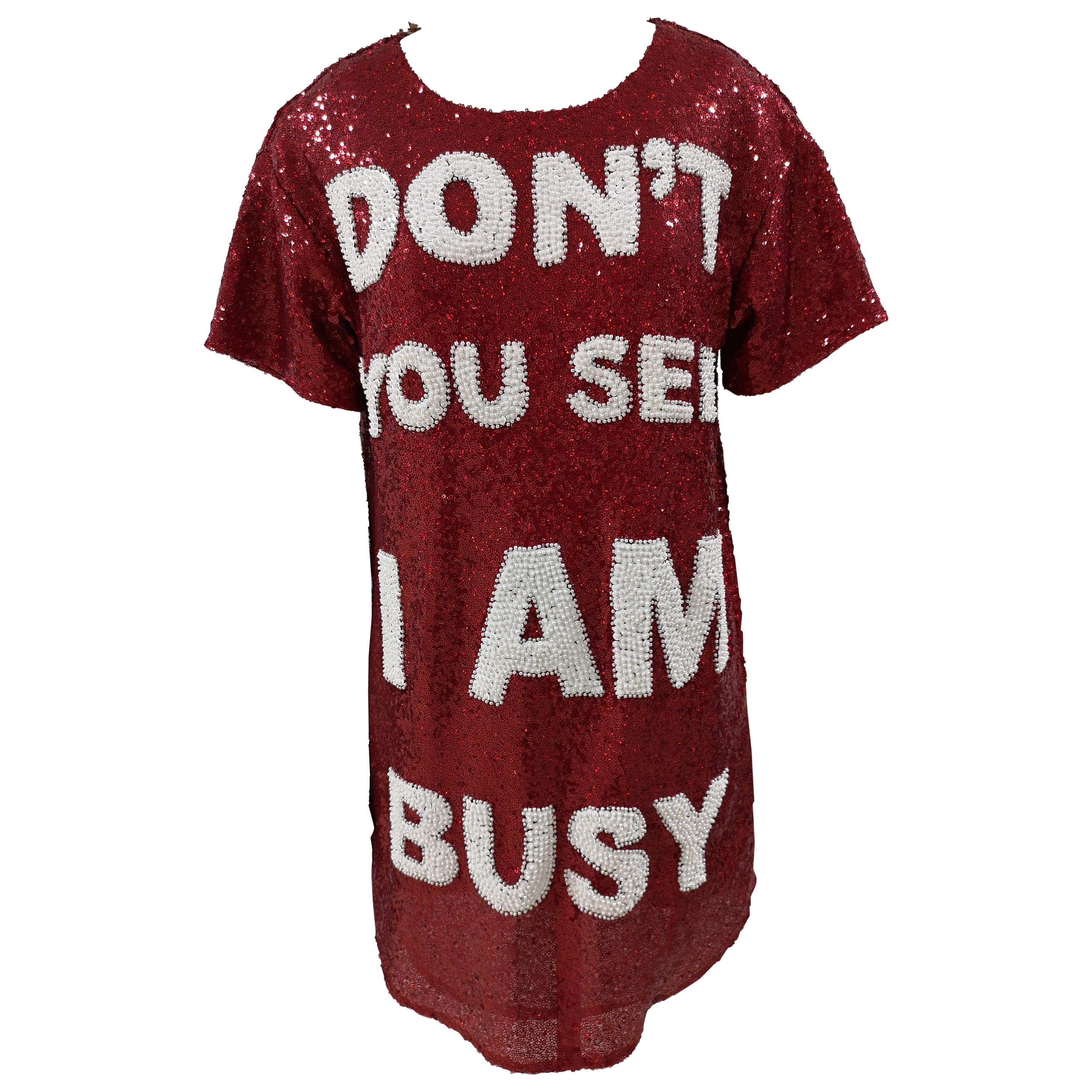 House of Muamua Red Don't you see I am busy? Sequins Dress