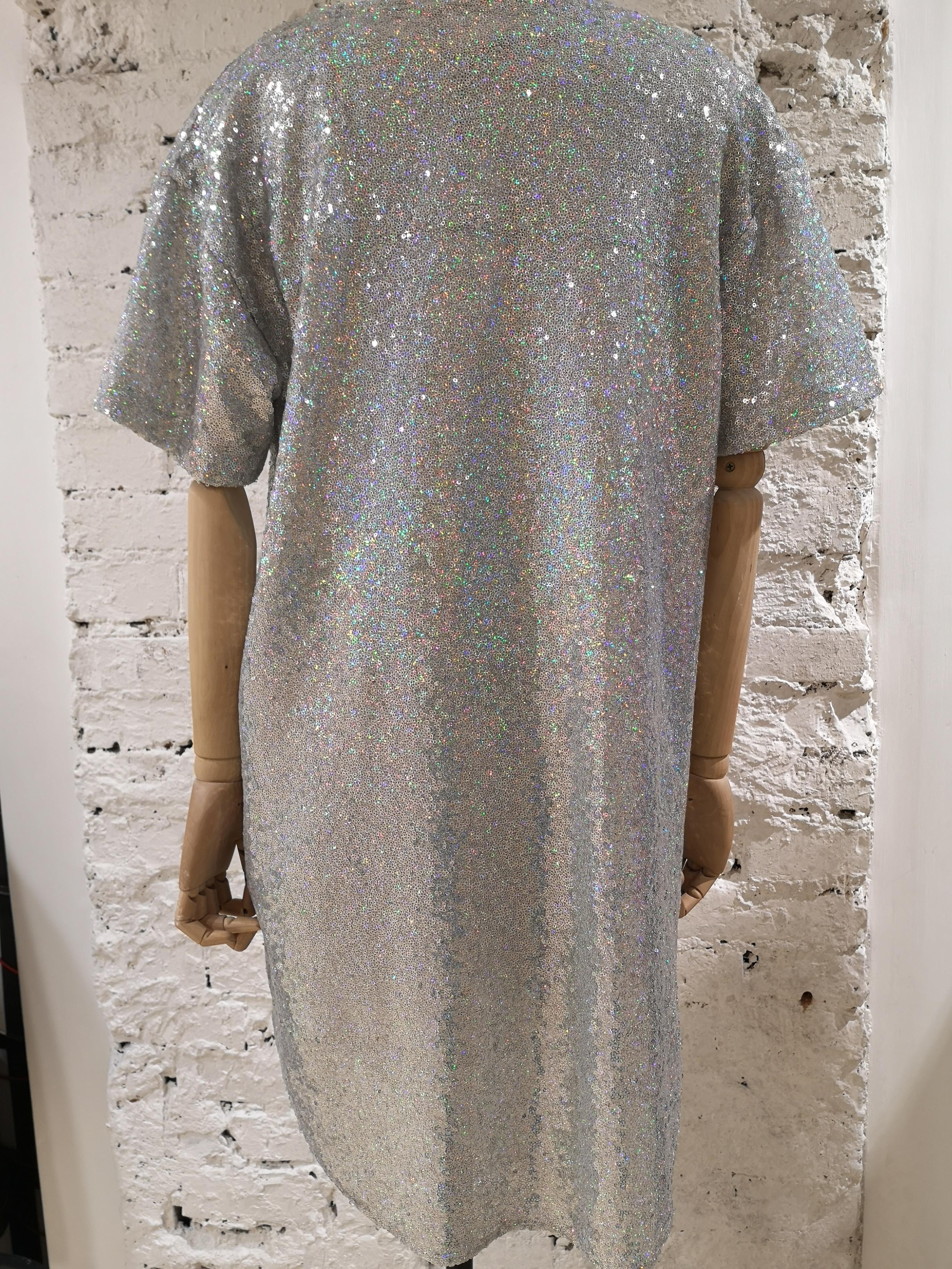 Silver House of Muamua silver sequins supergirl dress