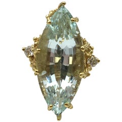 House of Murat Aquamarine and Diamond Cocktail Ring