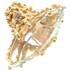 House of Murat Diamond Large 25 Carat Aquamarine Yellow Gold Ring