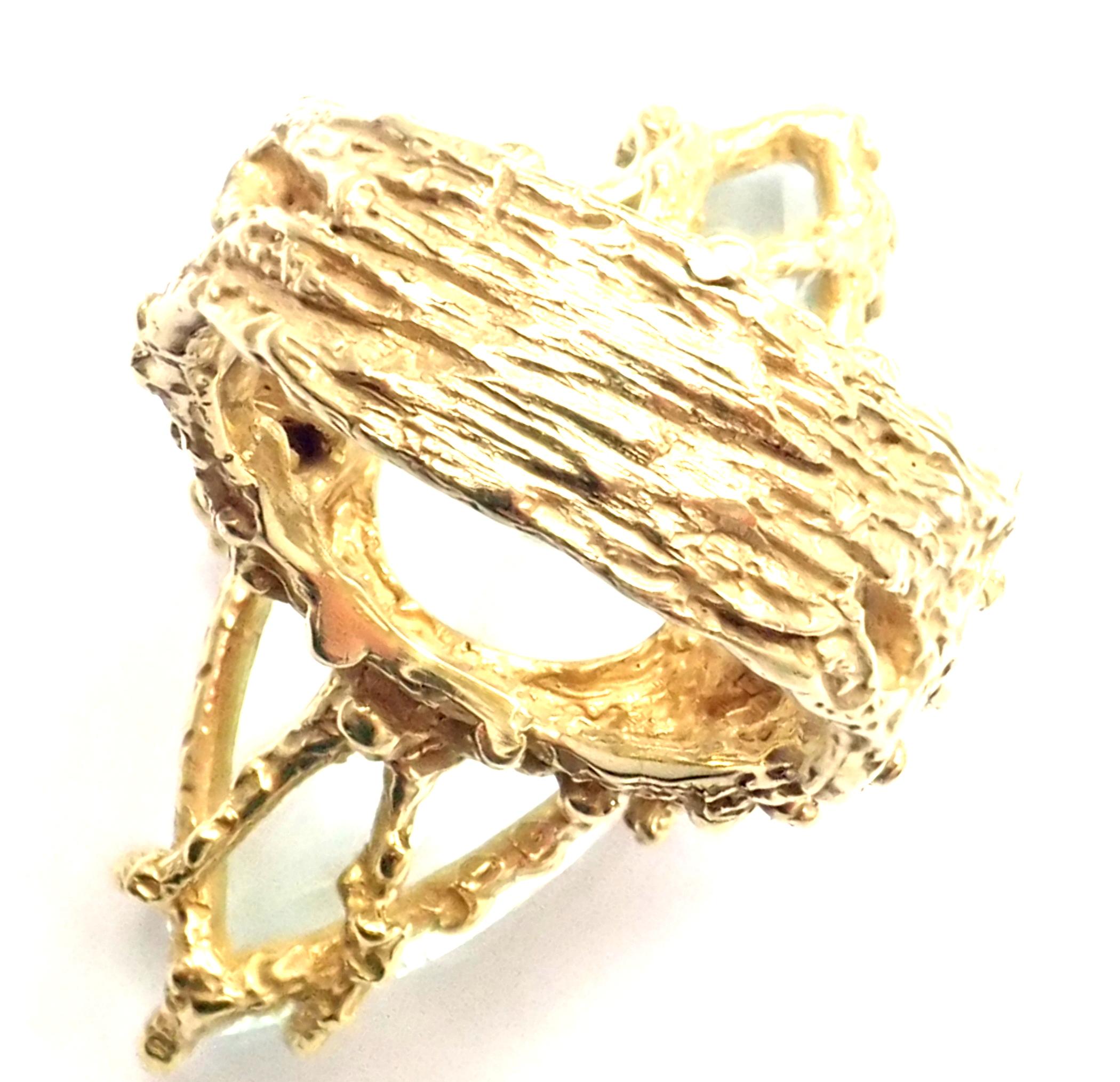 House of Murat Diamante Grande 25 Quilates Aguamarina Anillo Oro Amarillo en Excelente Estado en Holland, PA