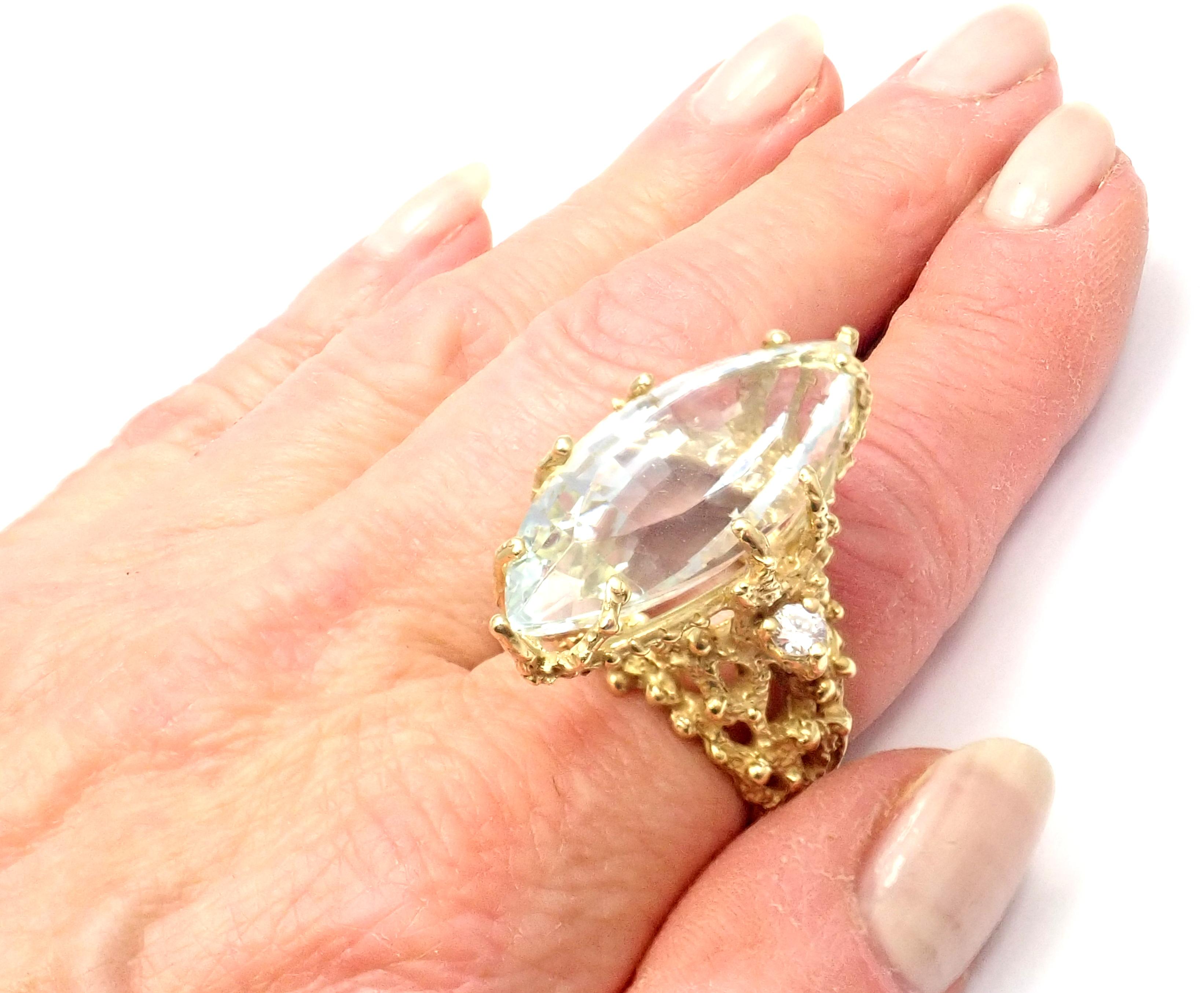 House of Murat Diamante Grande 25 Quilates Aguamarina Anillo Oro Amarillo 4