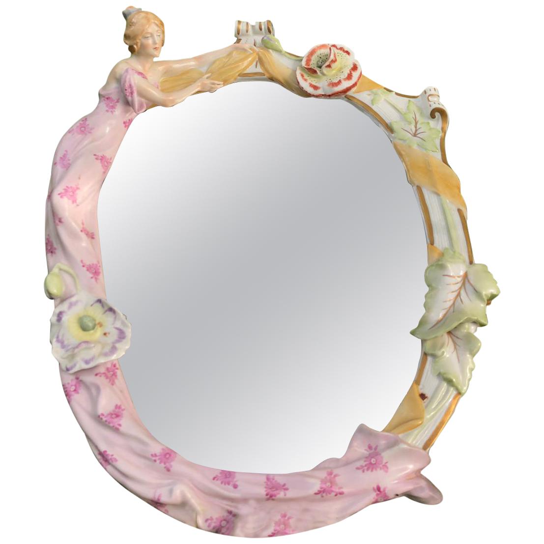 House of Plaue Mirror in Art Noveau Style, before 1989 For Sale