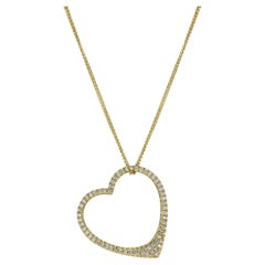 House of RAVN, 10k Yellow Gold Open Heart Pendant, with 66 diamonds & 18" chain