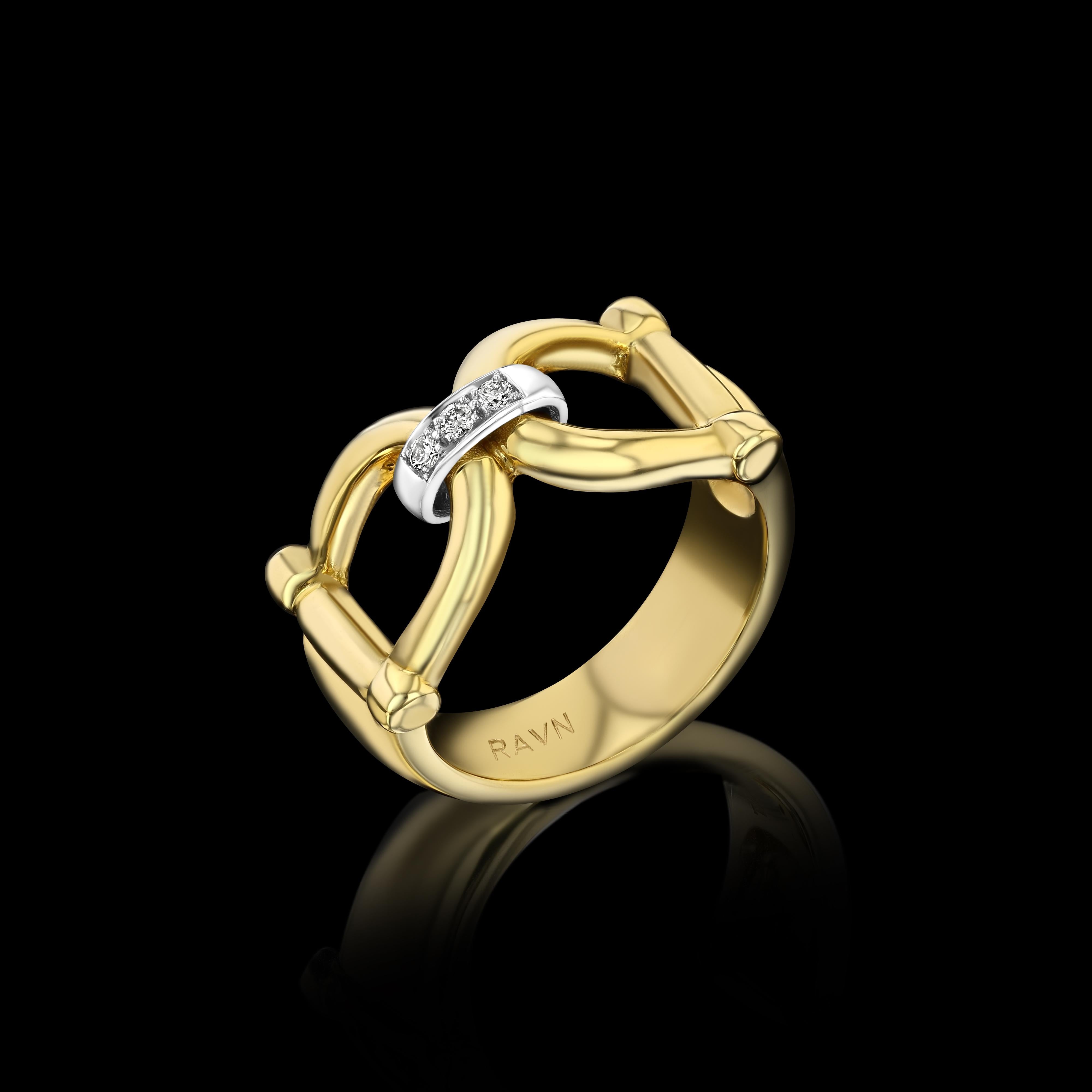 House of RAVN, Ring mit Pferdchen aus 18 Karat Gold und Platin mit Diamanten (Zeitgenössisch) im Angebot