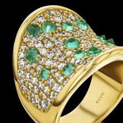 House of RAVN, 18k Gold Emerald & Diamond Saddle Ring, Equine Collection