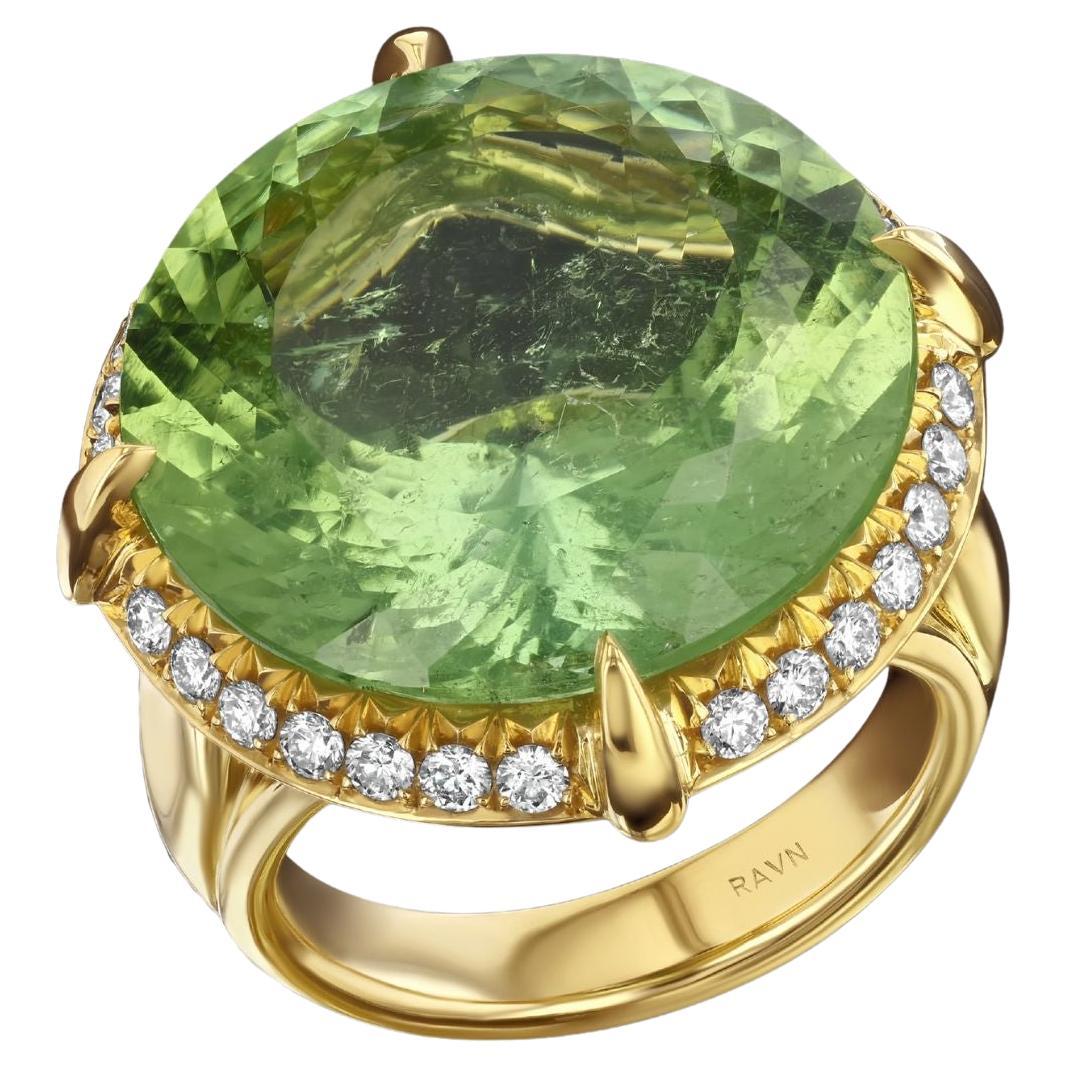 House of RAVN, 18k Gold Green Tourmaline Ring