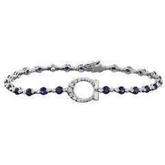 House of RAVN, Blue Sapphire & Diamond Horsebit Bracelet, Equine Collection