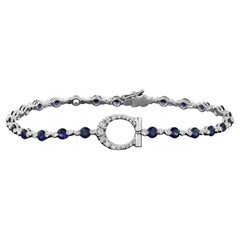House of RAVN, Blue Sapphire & Diamond Horsebit Bracelet, Equine Collection
