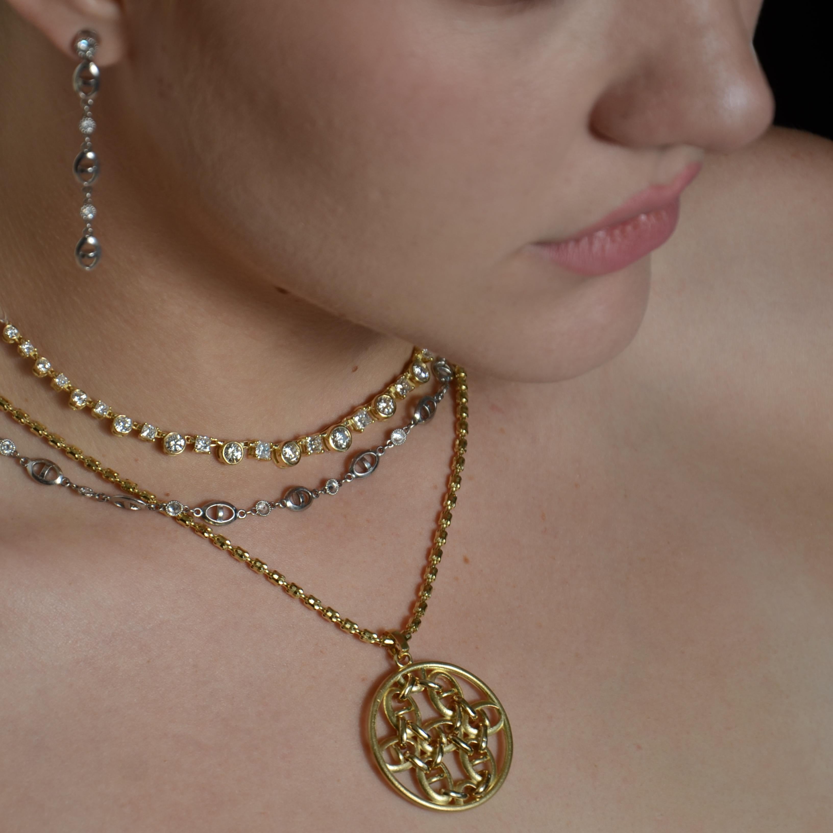Princess Cut House of RAVN, 18k Gold Diamond Tennis Necklace, Princess & Round Cut, 9.01ct For Sale