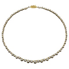House of RAVN, 18 Karat Gold Diamant-Tennis-Halskette, Prinzessin und Rundschliff, 9,01 Karat