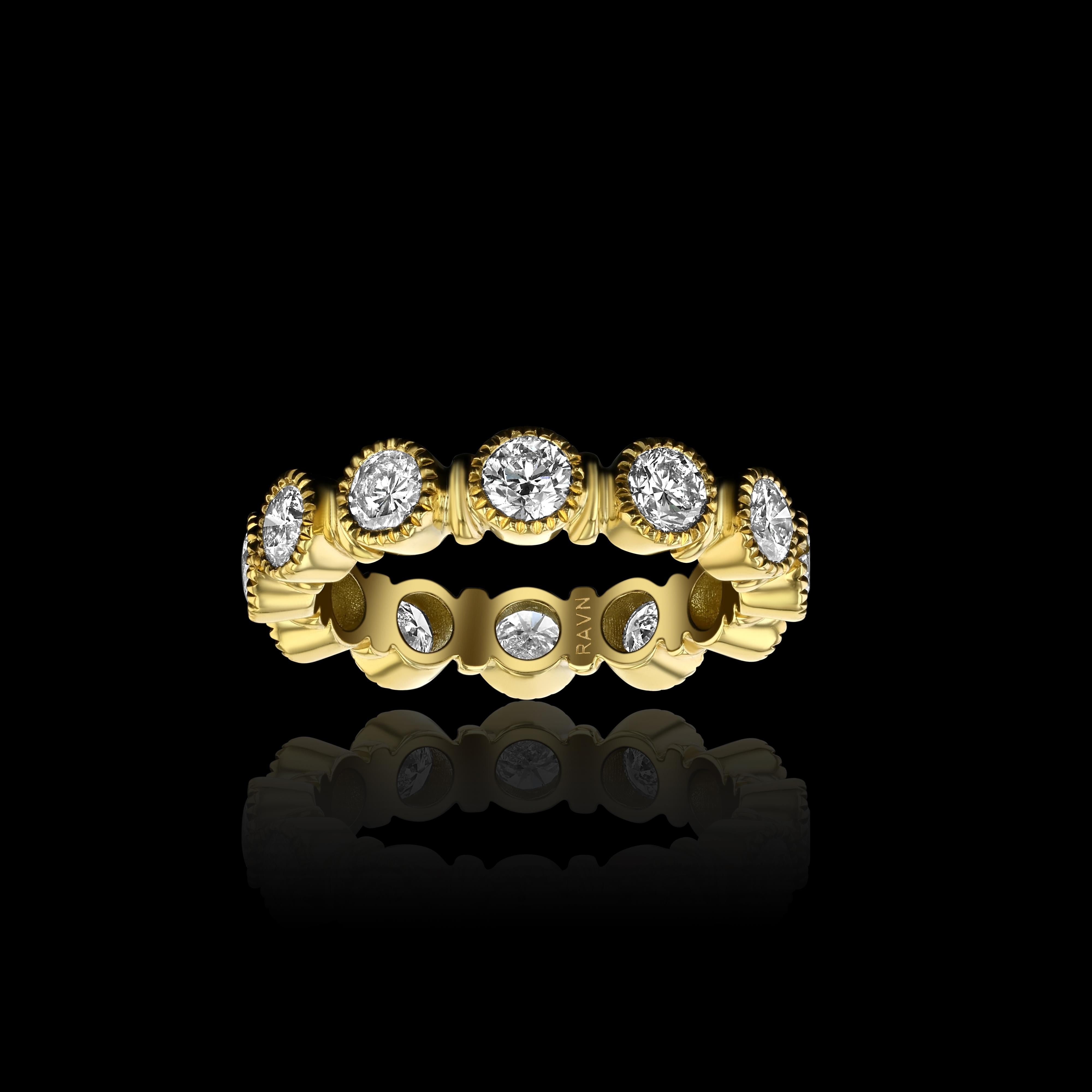 For Sale:  House of RAVN, 18k Gold, Old World Arpeggio Eternity Ring with 12 Diamonds, 2ct 2