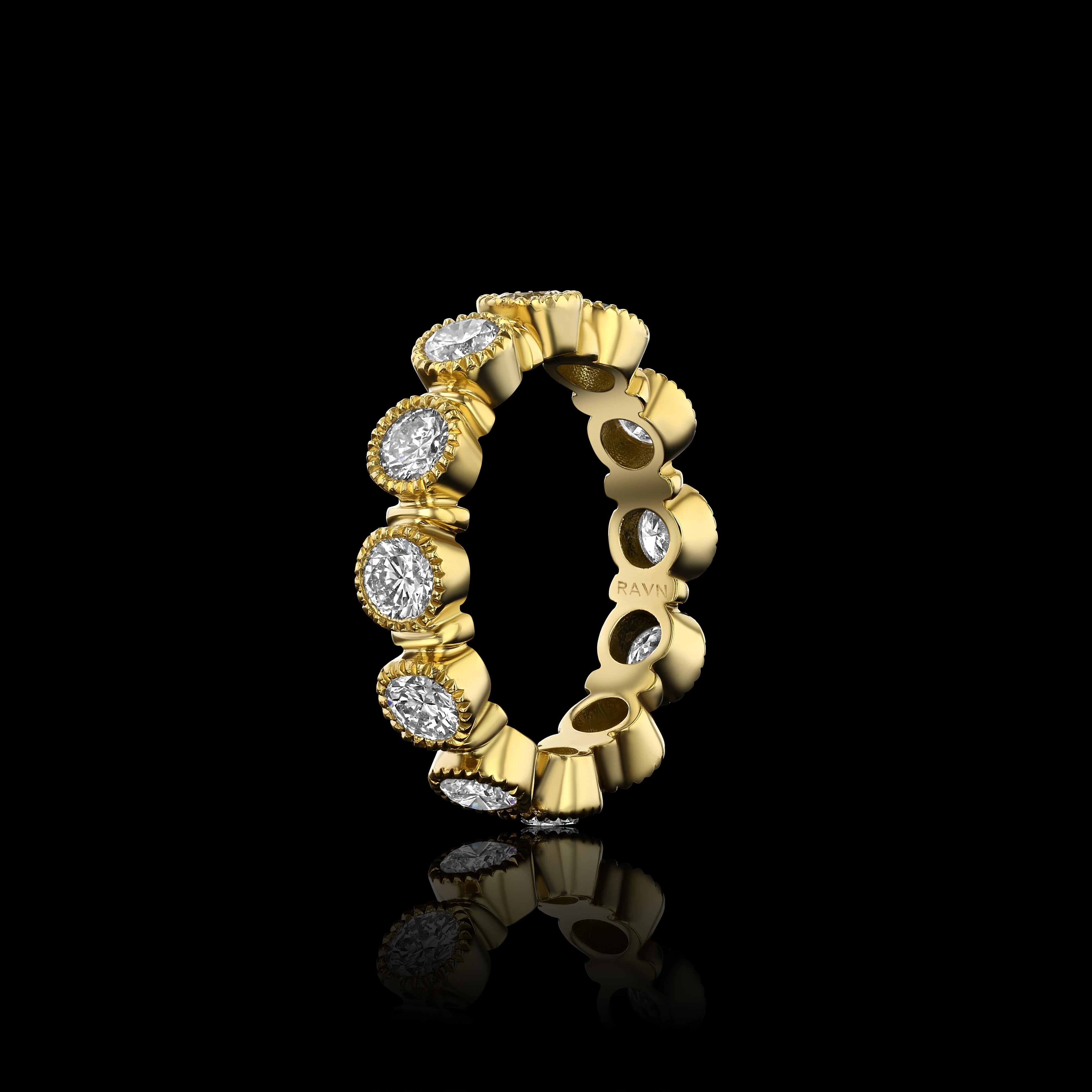 En vente :  House of RAVN, or 18 carats, bague d'éternité Old World Arpeggio avec 12 diamants, 2 carats 3