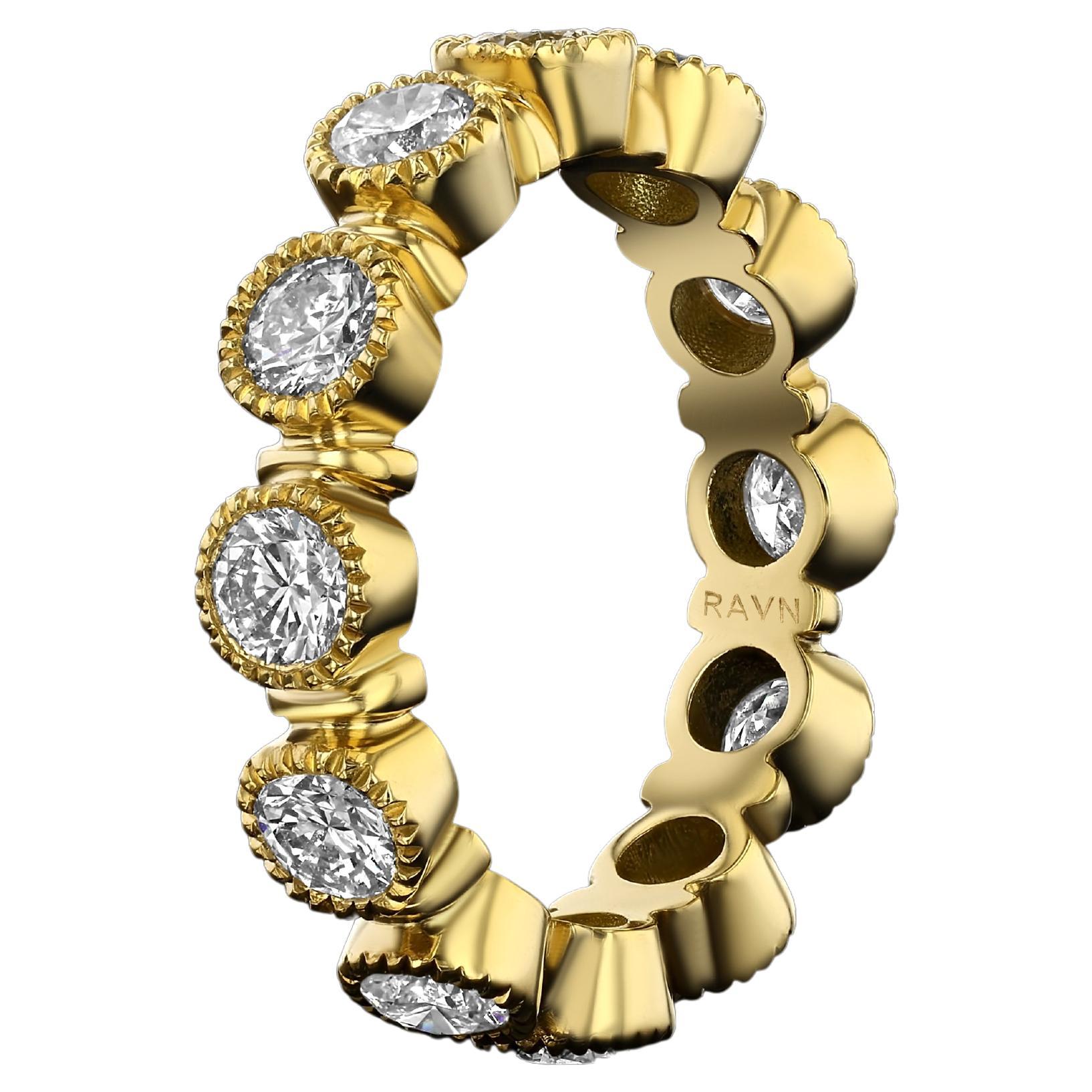 En vente :  House of RAVN, or 18 carats, bague d'éternité Old World Arpeggio avec 12 diamants, 2 carats