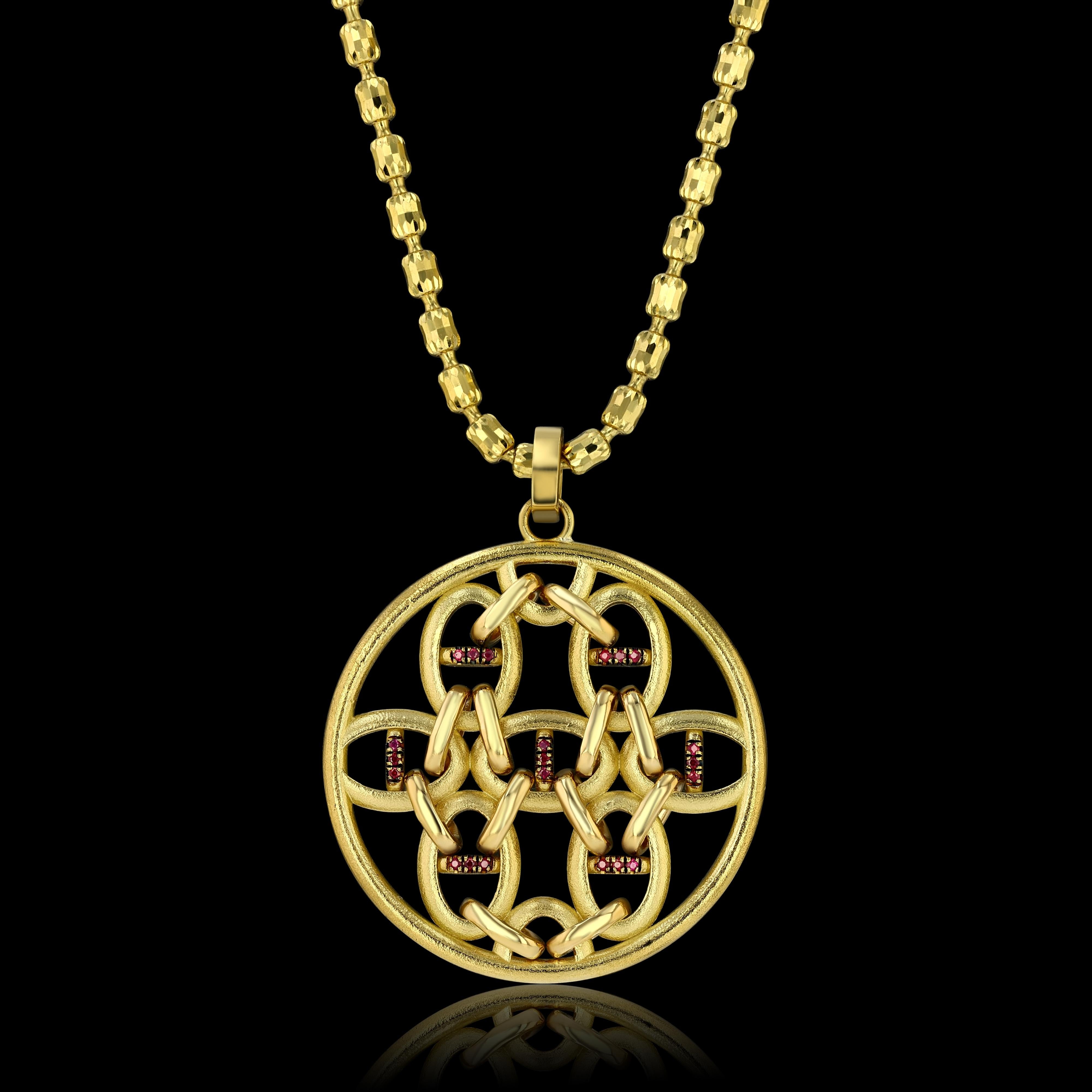 Hand carved, 18k yellow gold Sacred Geometry Equine Medallion from the House of RAVN Equine Collection. 

Featuring 21 round cut diamonds (0.14ct total) and 21 round cut rubies (0.19ct total).


The Equine Collection, by House of RAVN: a fusion of