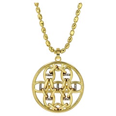 House of RAVN, 18k Gold Sacred Geometry Equine Medaillon mit Diamanten und Rubinen
