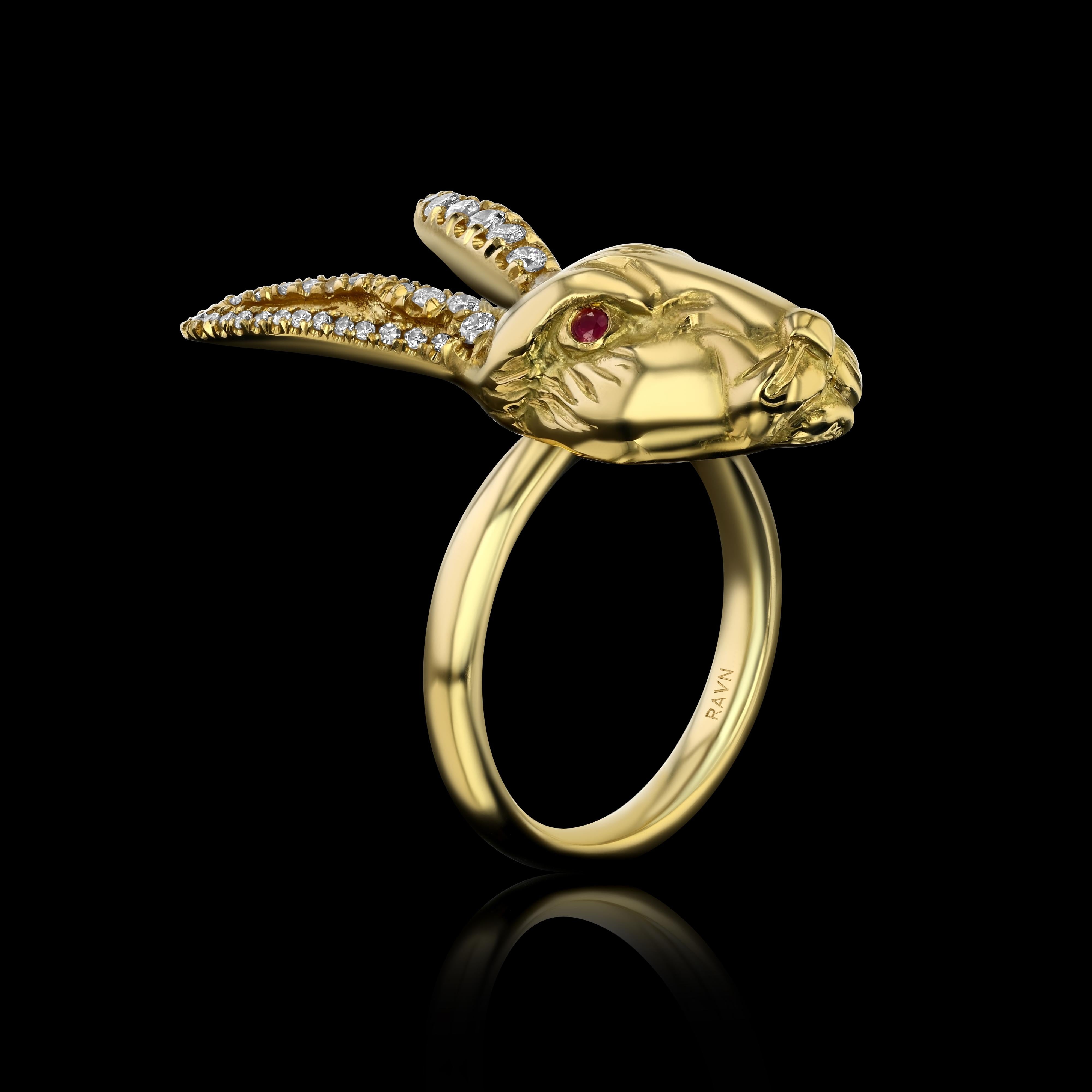 gold rabbit ring