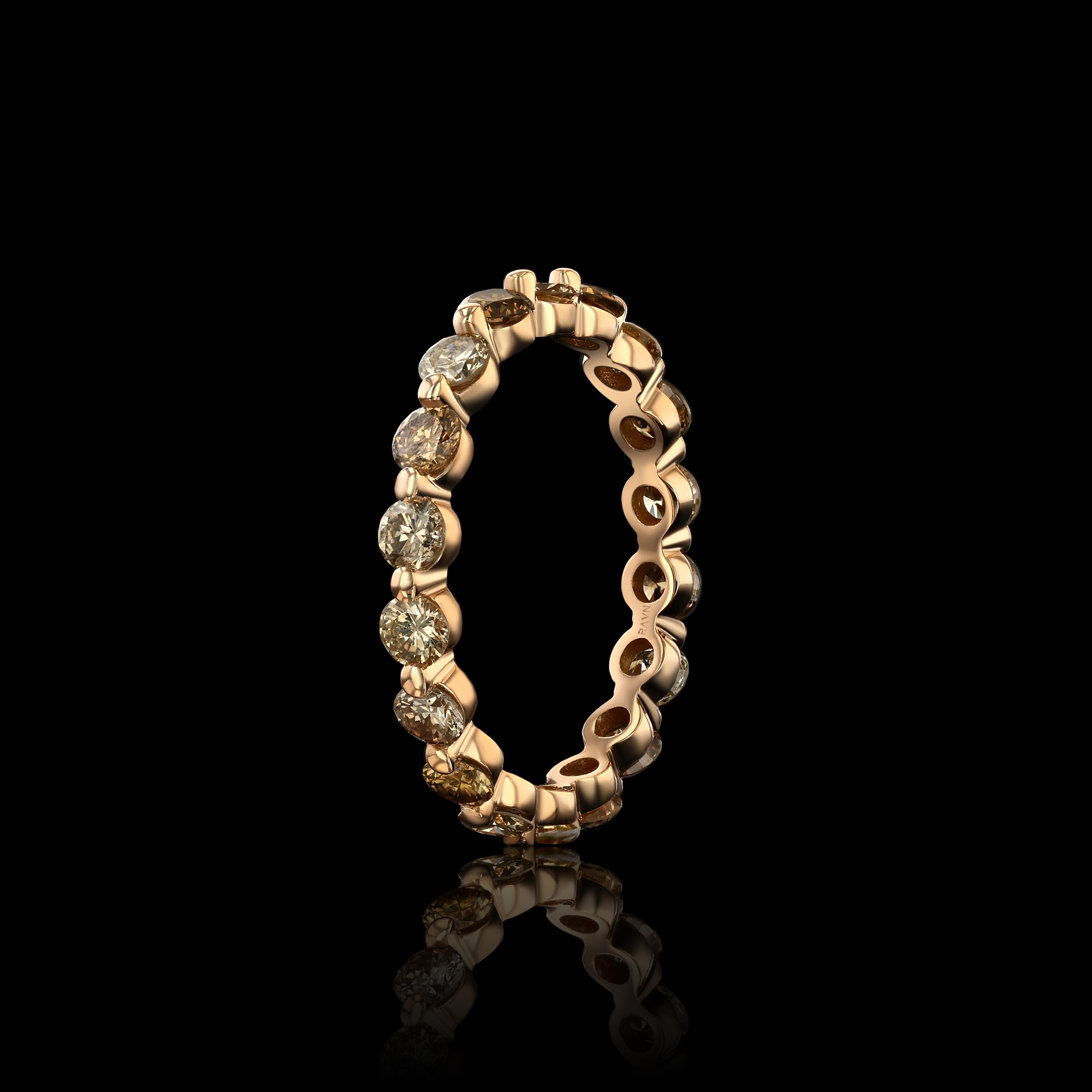 For Sale:  House of RAVN, 18k Rose Gold Arpeggio Brown Diamond Eternity Ring, 1.31ct 2