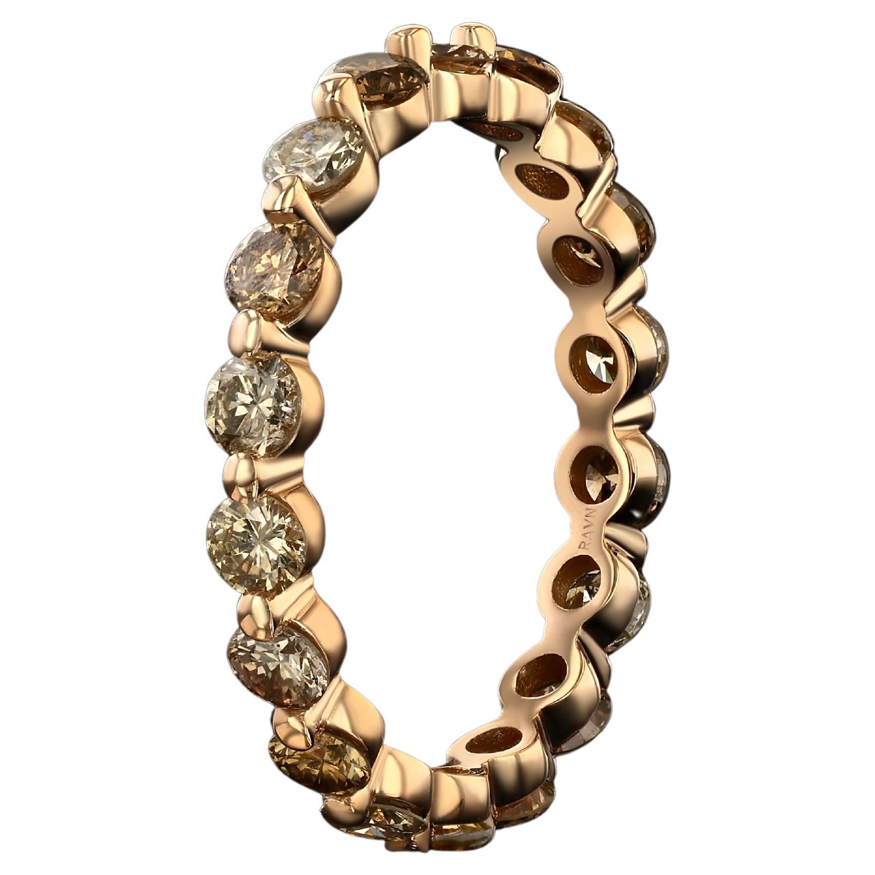 For Sale:  House of RAVN, 18k Rose Gold Arpeggio Brown Diamond Eternity Ring, 1.31ct