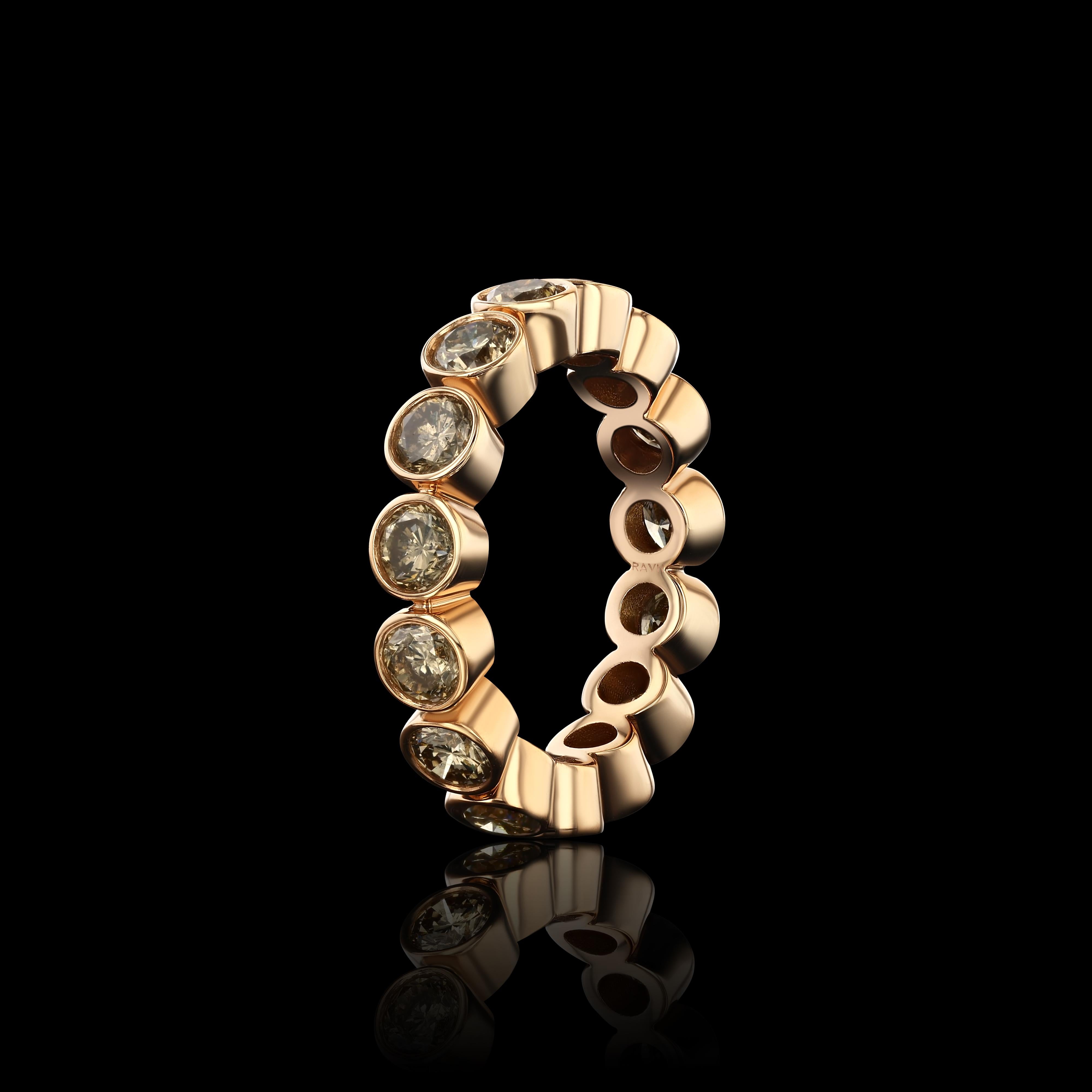 For Sale:  House of RAVN, 18k Rose Gold Bezel Diamond Eternity RIng with 15 Diamonds 2