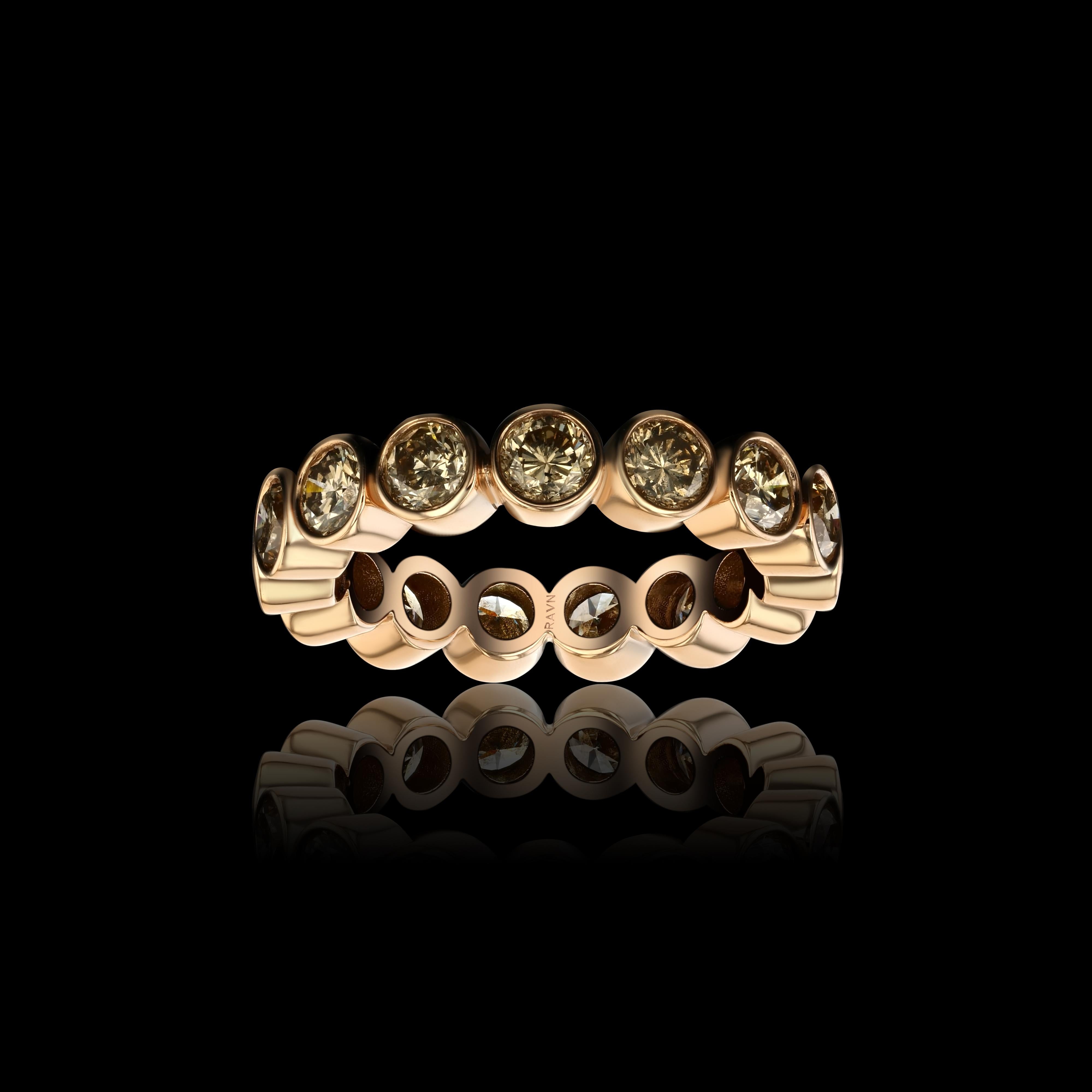 For Sale:  House of RAVN, 18k Rose Gold Bezel Diamond Eternity RIng with 15 Diamonds 3
