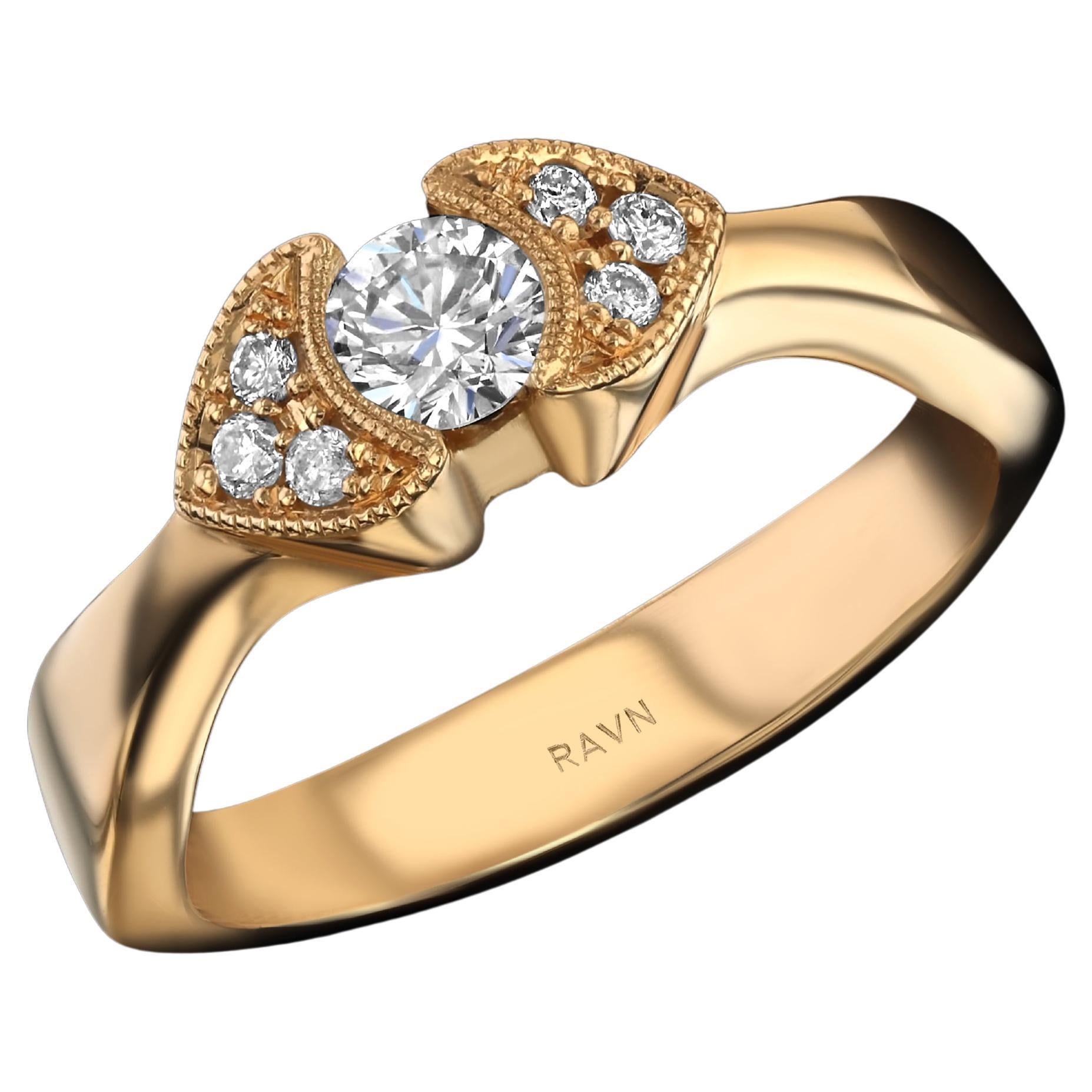 House of RAVN, 18k Rose Gold Heart Set Diamond Ring For Sale