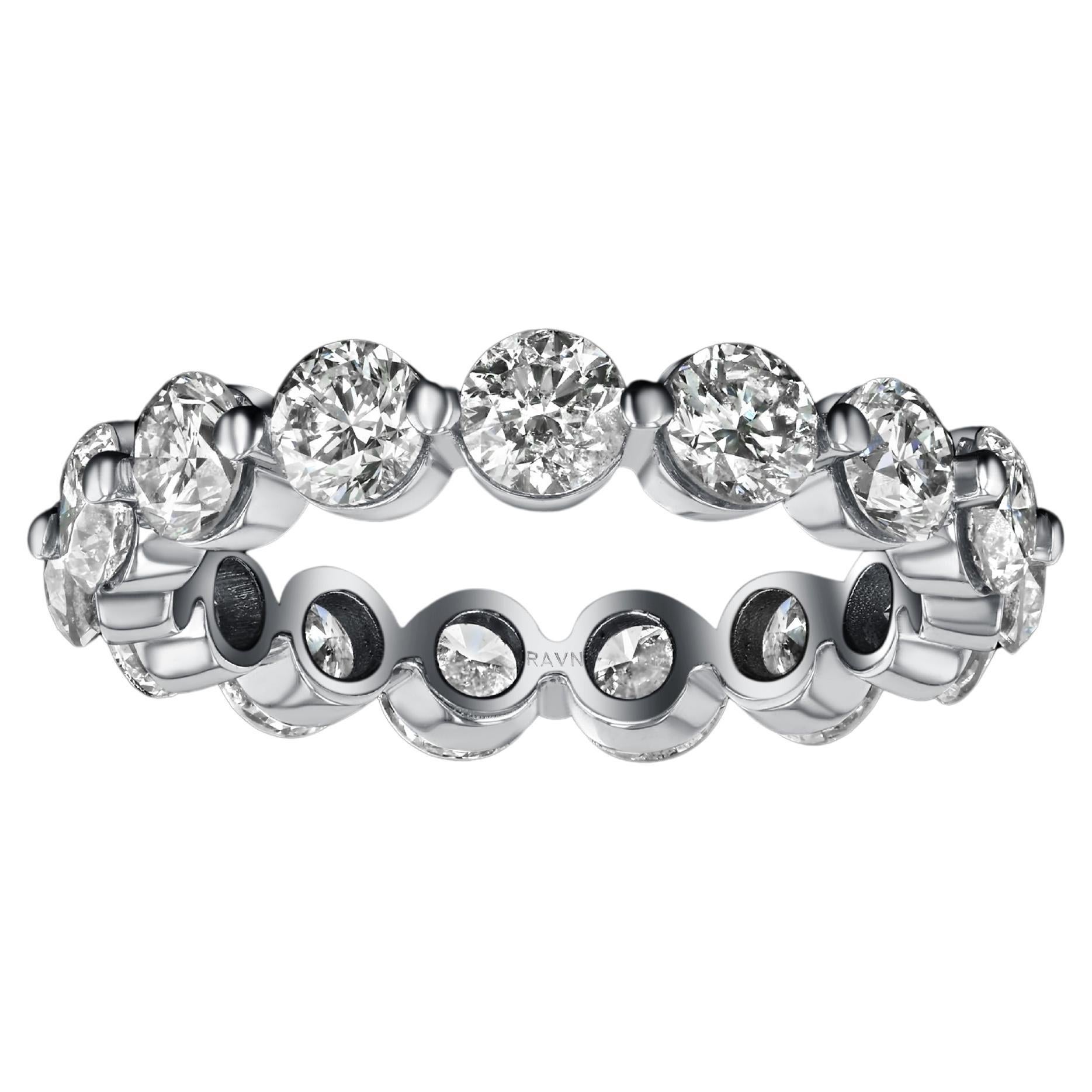 For Sale:  House of RAVN, 18k White Gold, Arpeggio Diamond Eternity Ring with 15 Diamonds