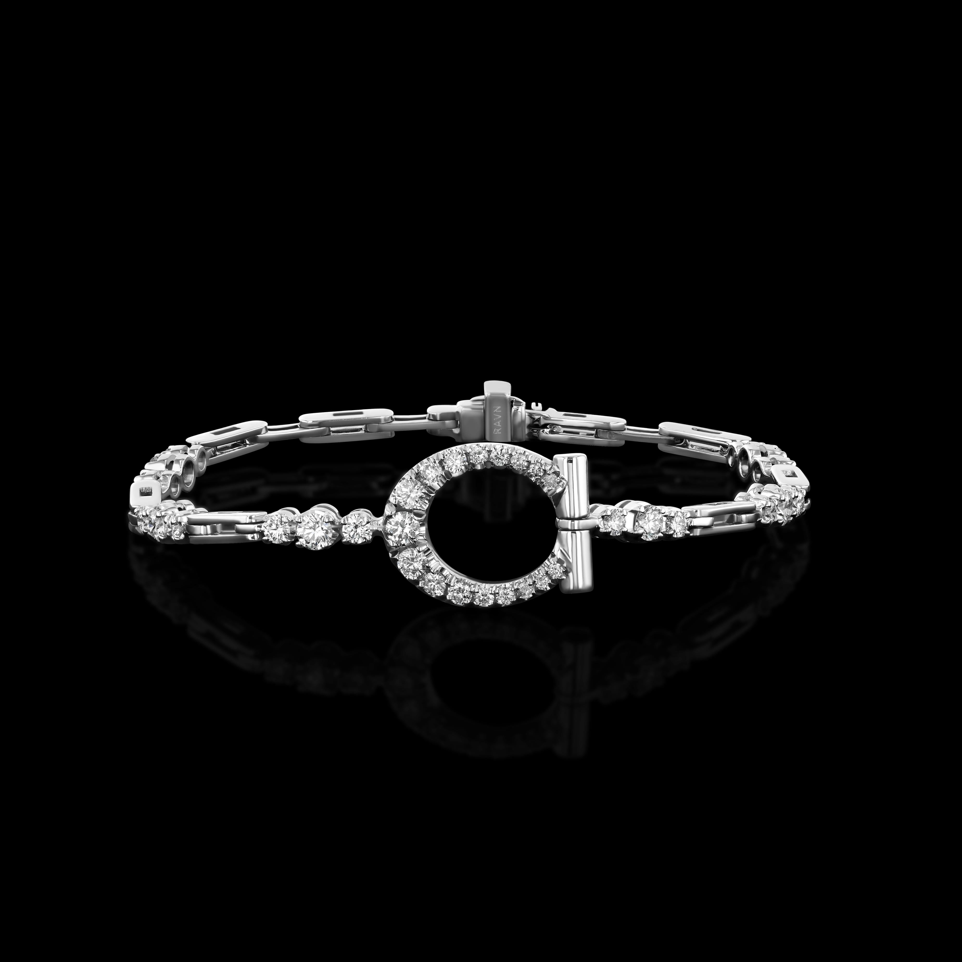 Contemporary House of RAVN, 18k Gold Hand-carved Diamond Horsebit Bracelet, Equine Collection