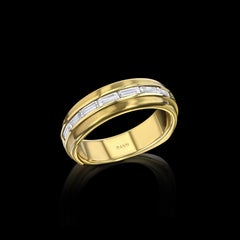 House of RAVN, 18k Yellow Gold, Euro Baguette Band, with 7 Baguette Diamonds