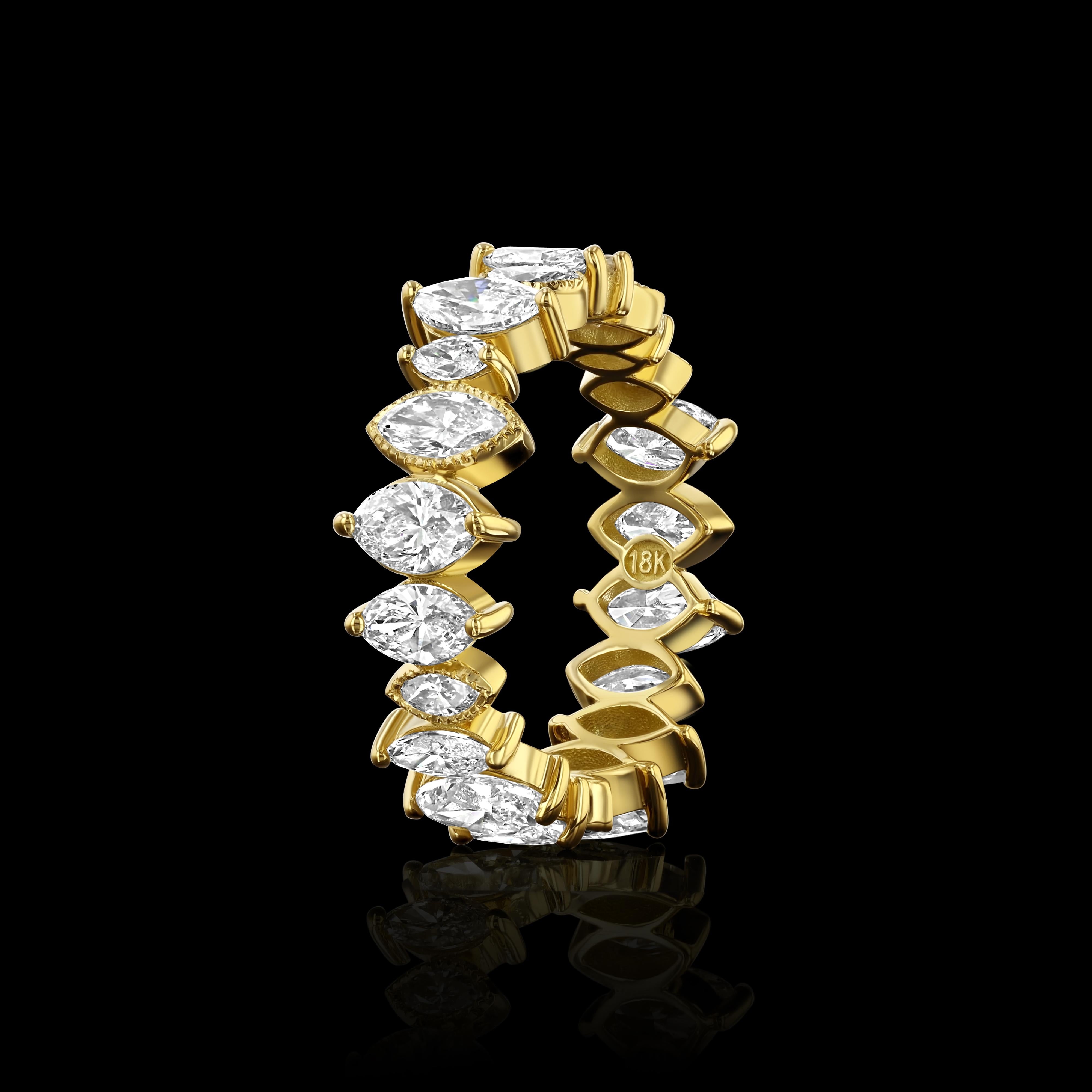 Taglio marquise House of RAVN, Deco Marquis Eternity Band (4.02ct total), Diamond Collection in vendita