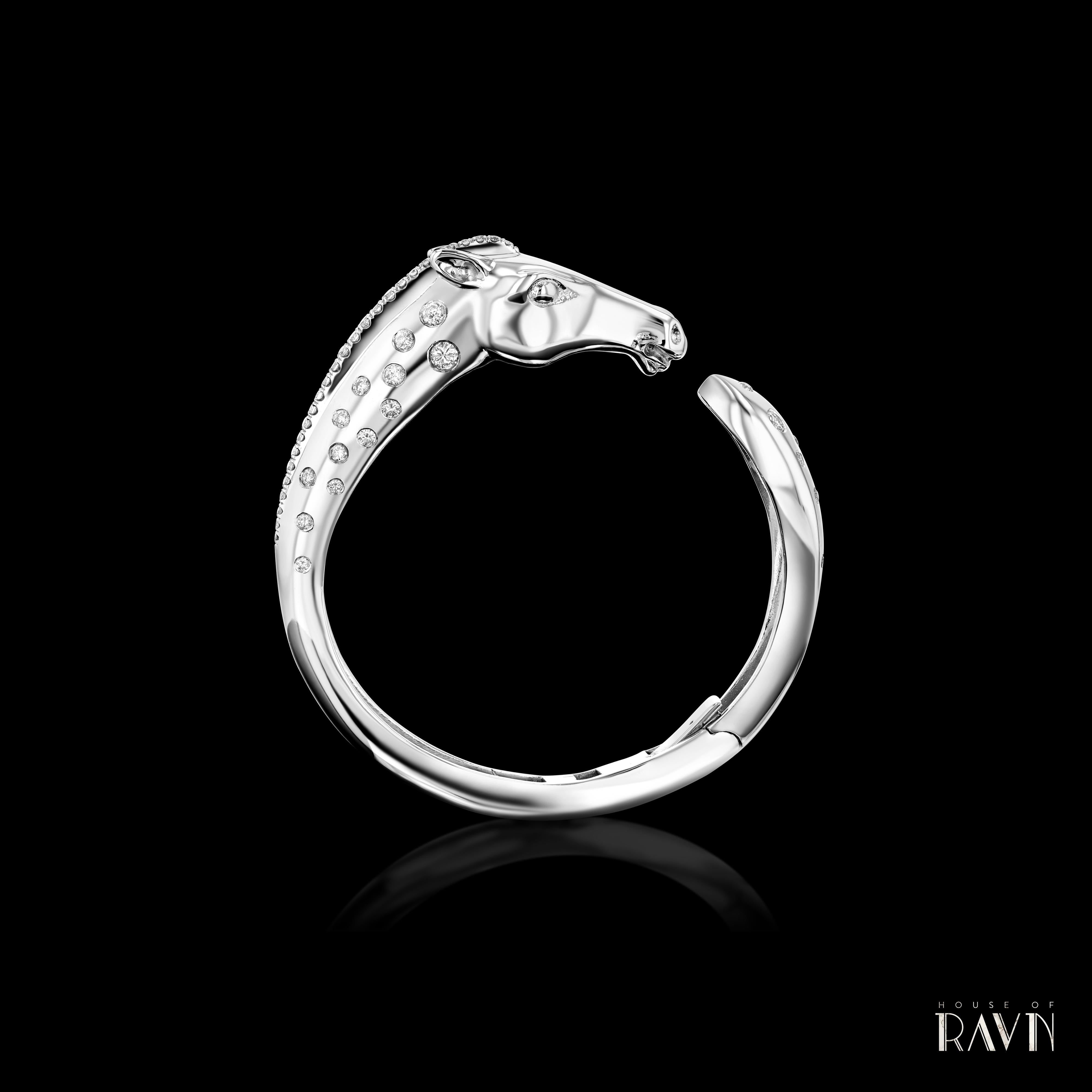 Taglio rotondo House of RAVN, Bracciale con cerniera con testa di cavallo Fiala, Collezione Equine in vendita