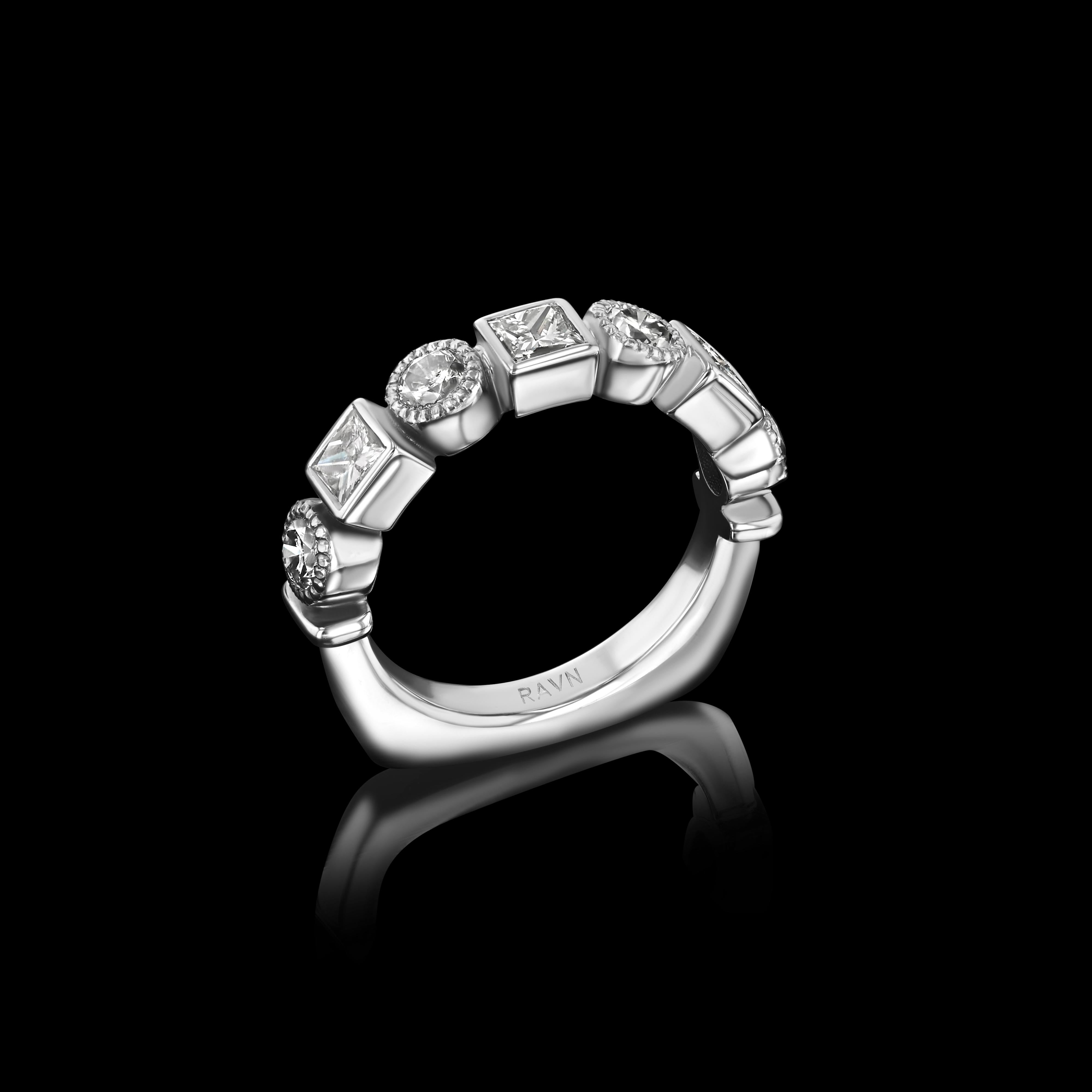 For Sale:  House of RAVN, Old World Platinum Half Eternity Diamond Ring 2
