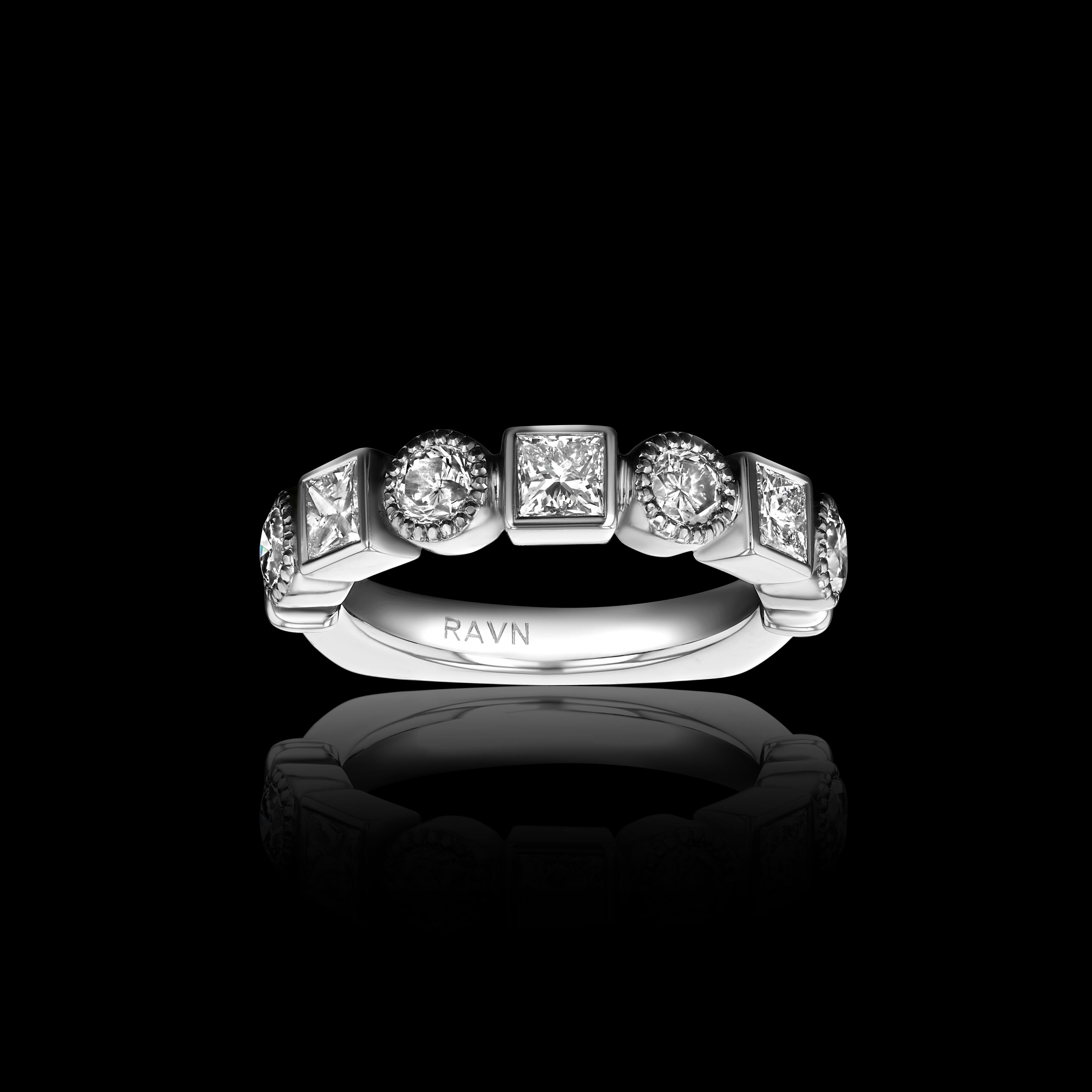 For Sale:  House of RAVN, Old World Platinum Half Eternity Diamond Ring 3