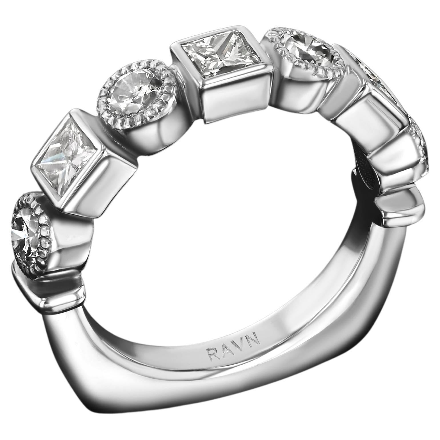 For Sale:  House of RAVN, Old World Platinum Half Eternity Diamond Ring