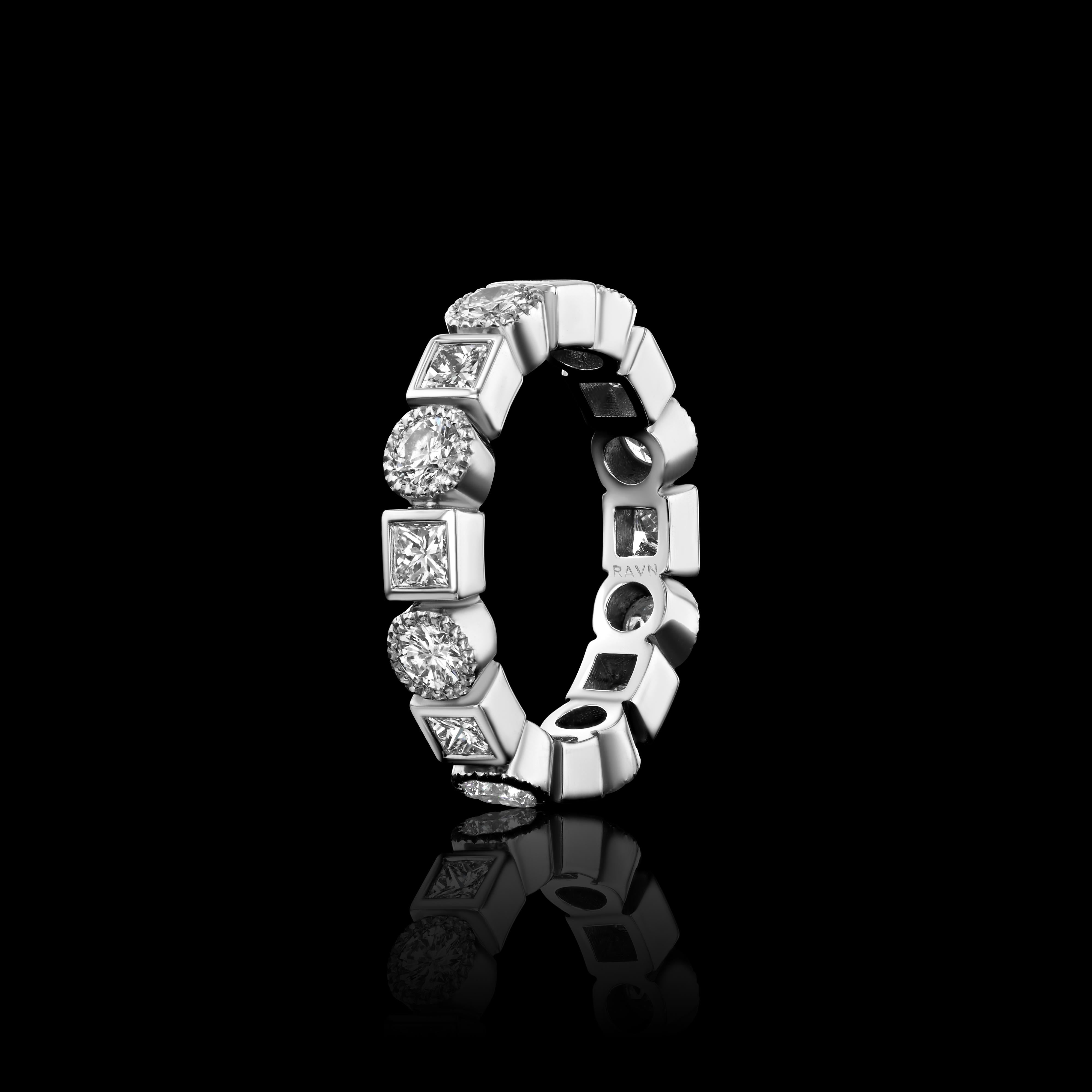 For Sale:  House of RAVN, Platinum Old World Diamond Eternity Ring with 16 Diamonds 2