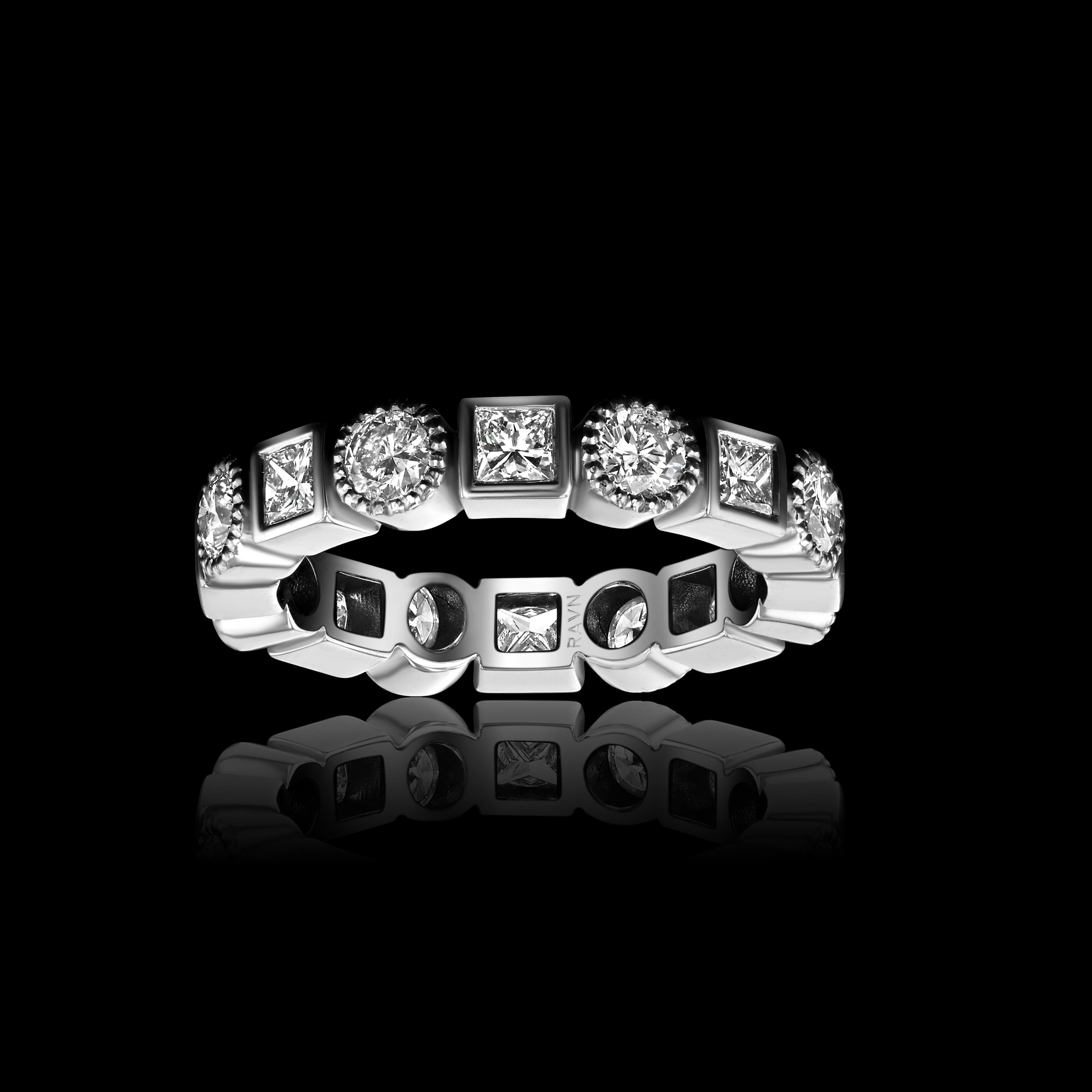 For Sale:  House of RAVN, Platinum Old World Diamond Eternity Ring with 16 Diamonds 3