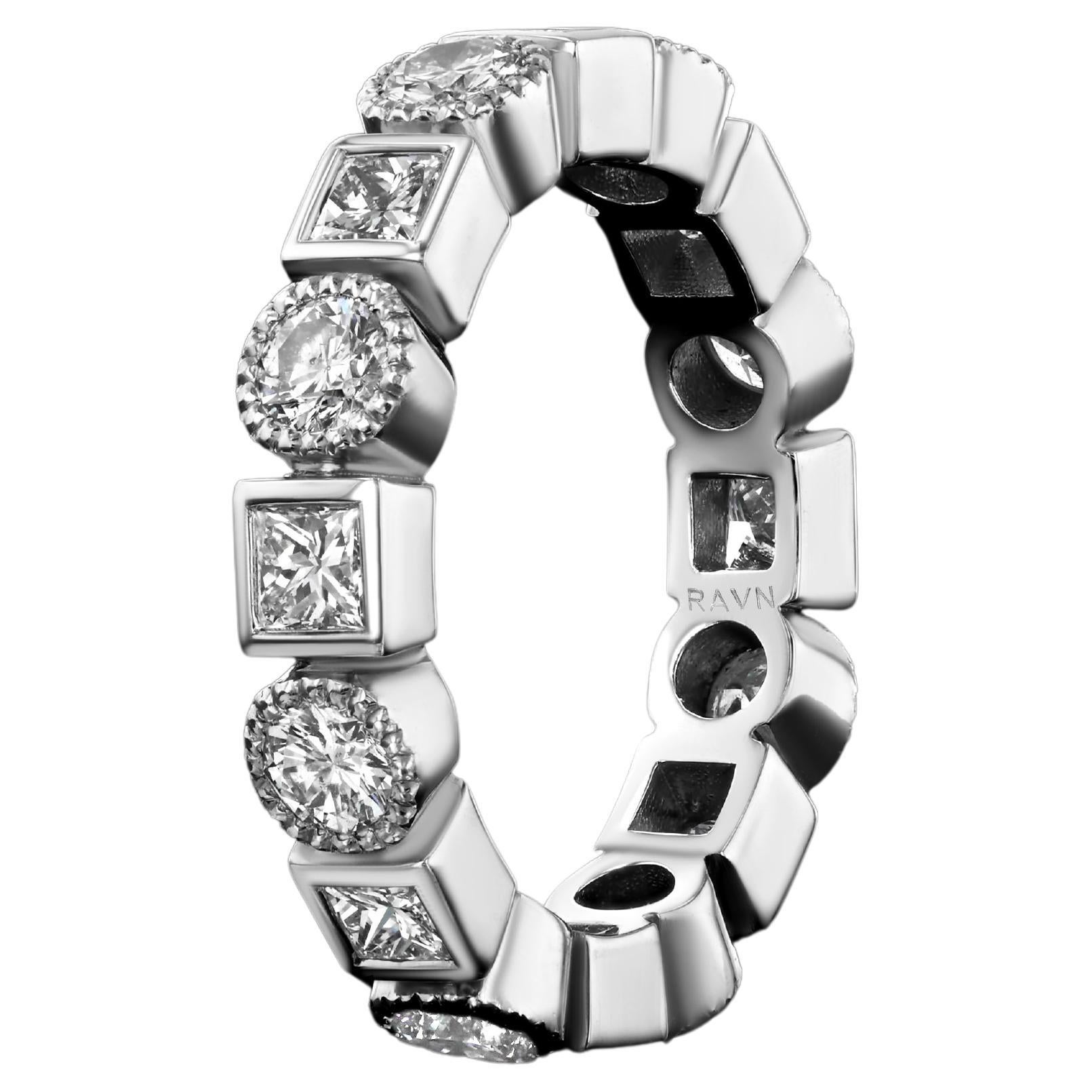 For Sale:  House of RAVN, Platinum Old World Diamond Eternity Ring with 16 Diamonds