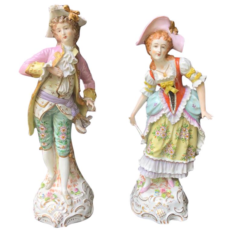 House of Sitzendorf Porcelain Couple Man and Women, before 1989 For Sale