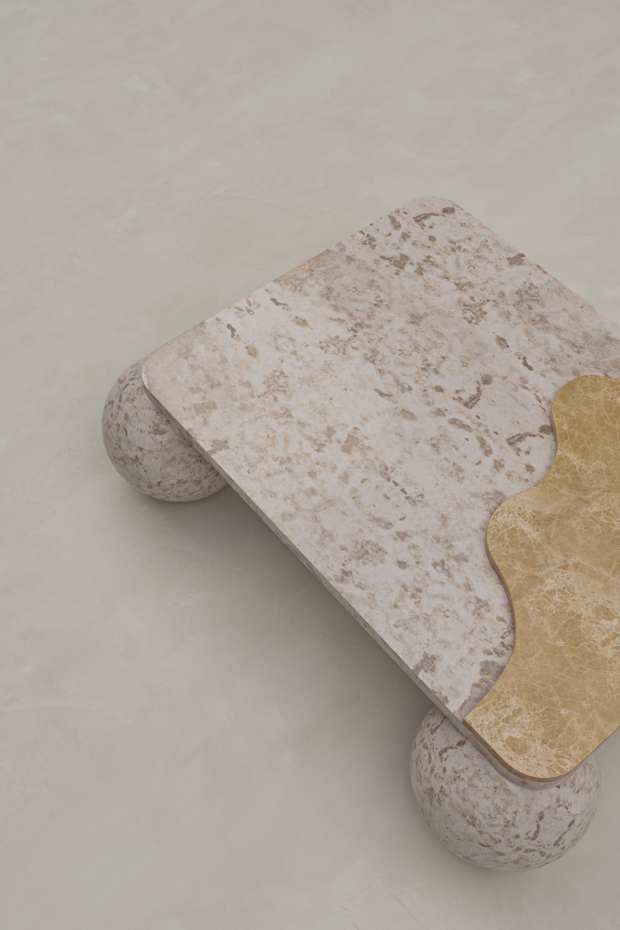Mesa de centro House of Slim - Mesa de centro con patas de esfera de mármol - Mármol Crema Siglo XXI y contemporáneo en venta