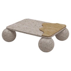 House of Slim Coffee Table - Marble Sphere Legs Coffee Table - Crema Marble