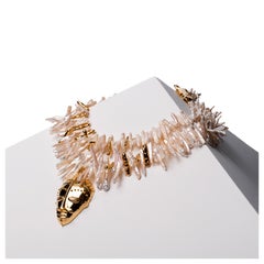 House of Sol African Mask Biwa Pearl Necklace with 24K Gold Filled HoS Lock
