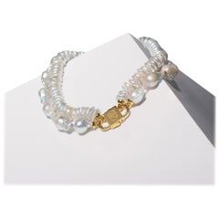 House of Sol Baroque and Rondelle Pearl Necklace with 24K Gold Filled HoS Lock
