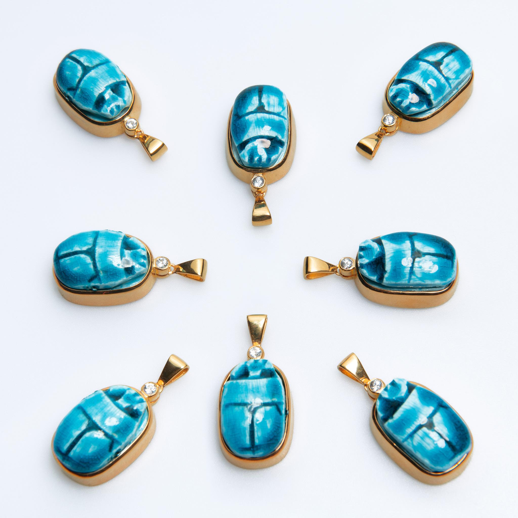 -Each Scarab charm, symbolizing the god Ra, showcases meticulous craftsmanship from Istanbul's Grand Bazaar and hand-made detailing from Egypt, reflecting a blend of splendor from a celebrated era.
- Designed to elevate any look, this charm pairs